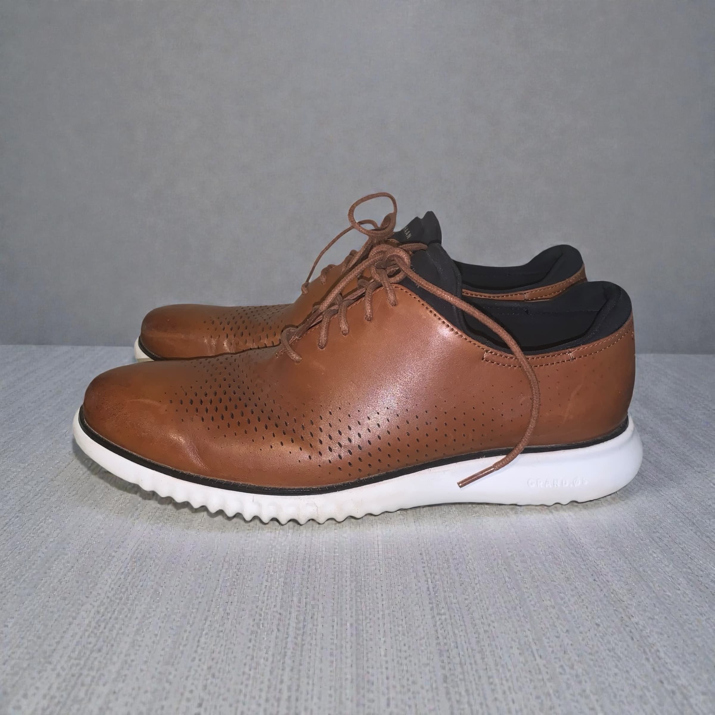 Cole Haan Grand.OS Brown Leather Oxford Shoes