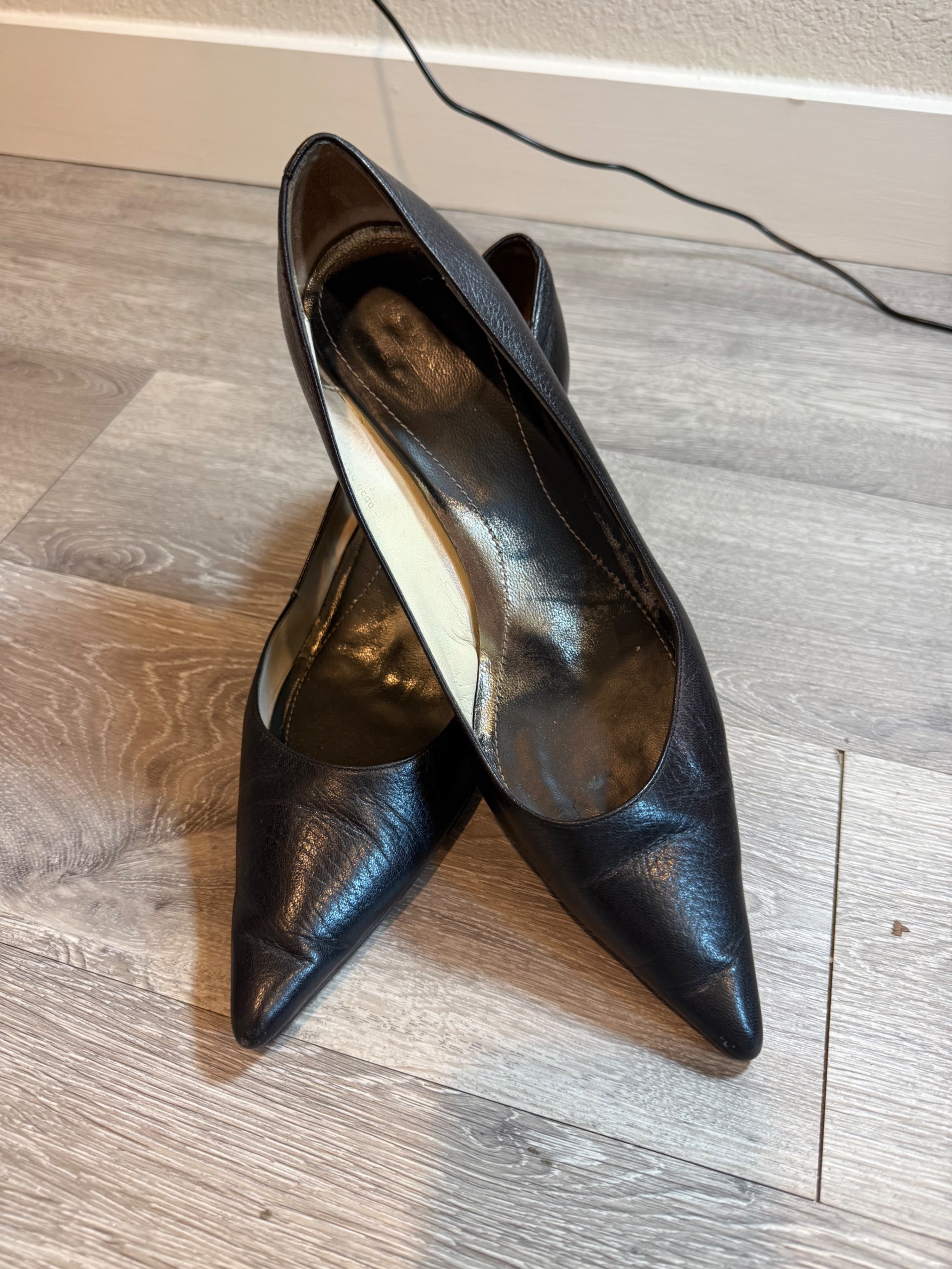 Coach Black Leather Pointed Toe Heels