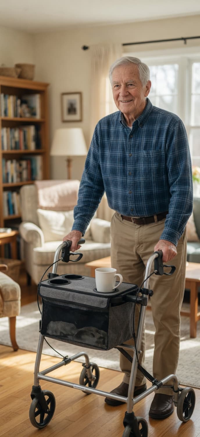 Walker Tray with Cup Holders - Gray Universal Walker Attachment
