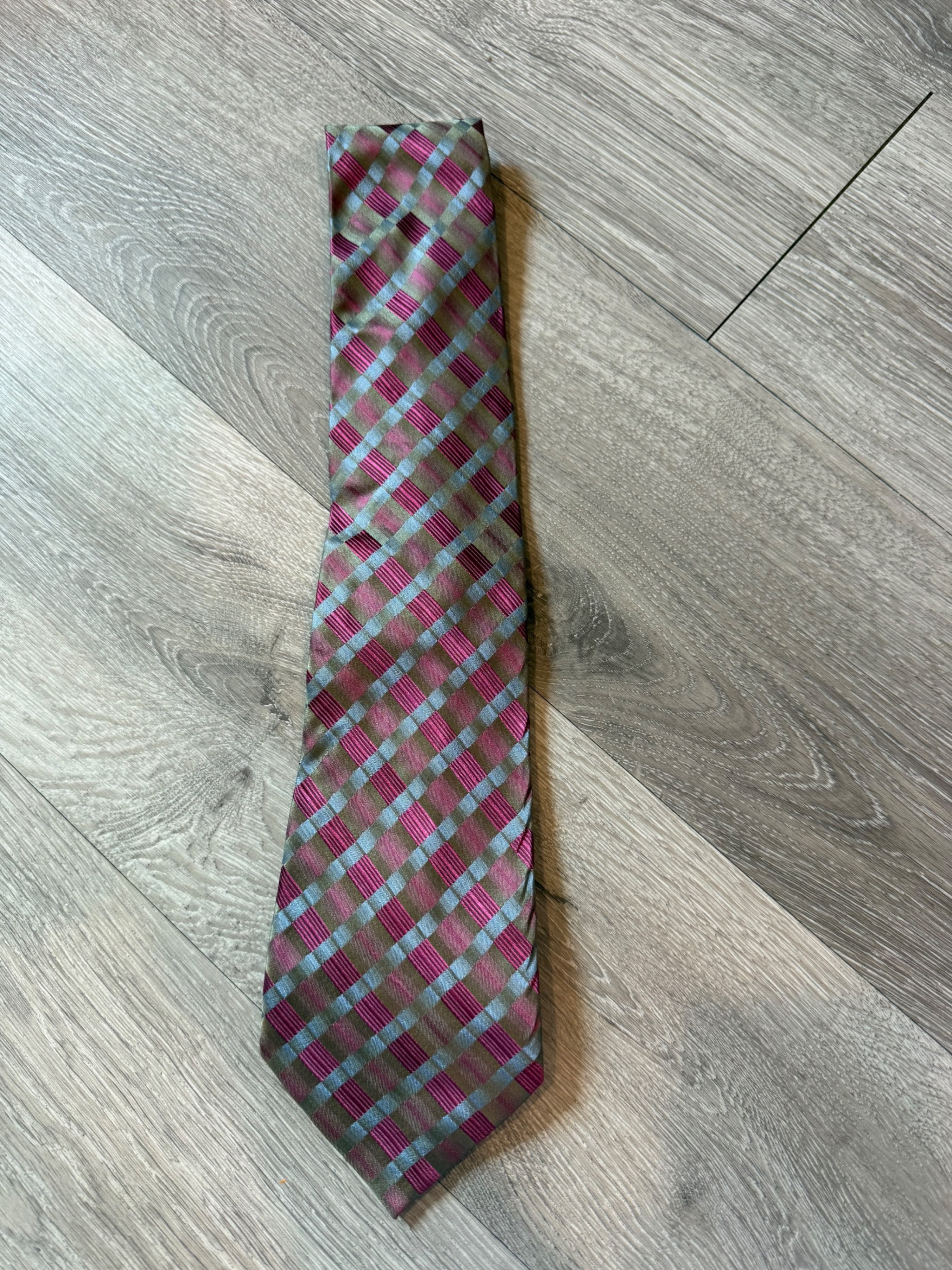 Dockers Plaid Silk Tie Red and Gold