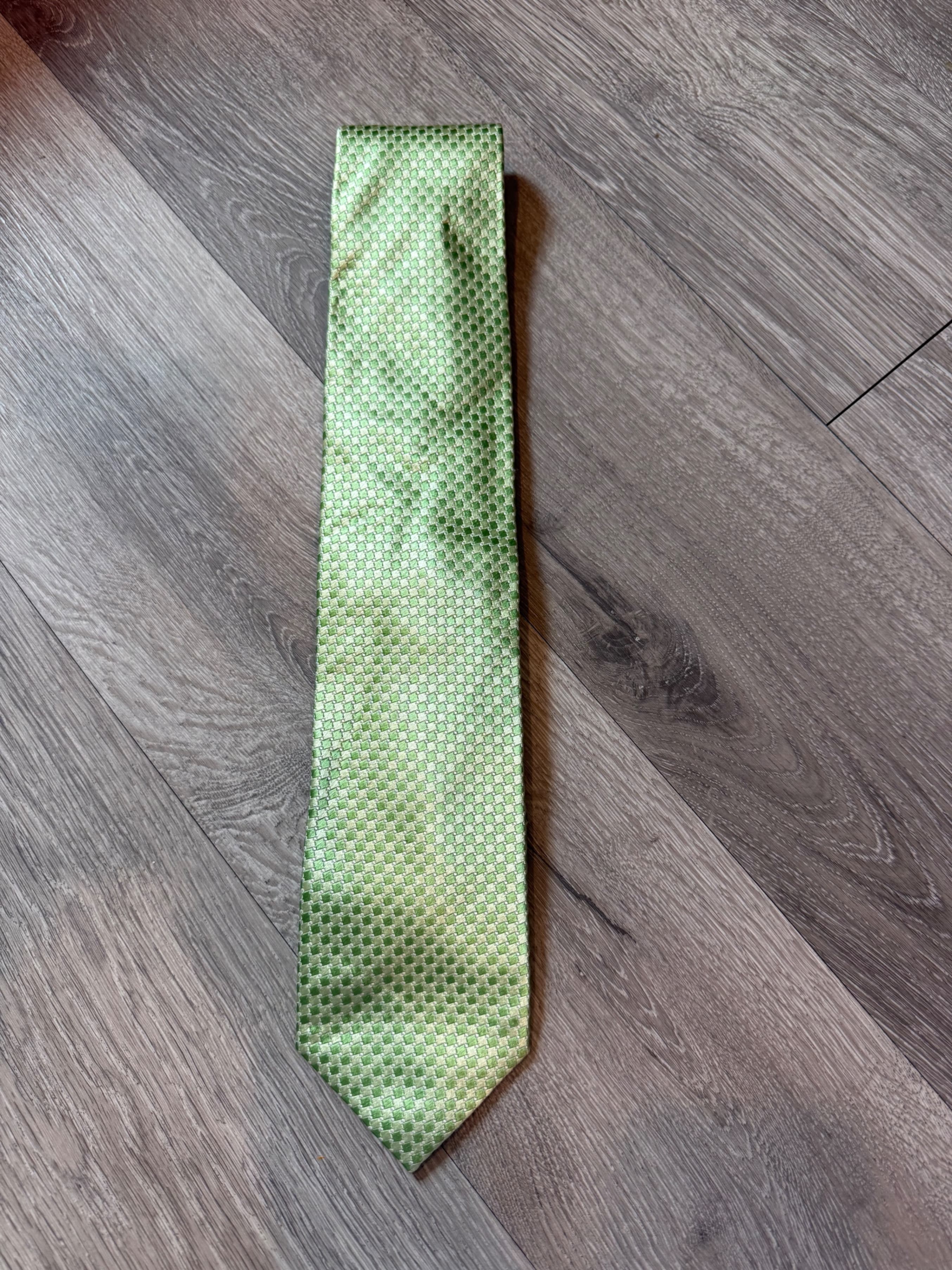 Haines & Bonner Green Patterned Silk Tie