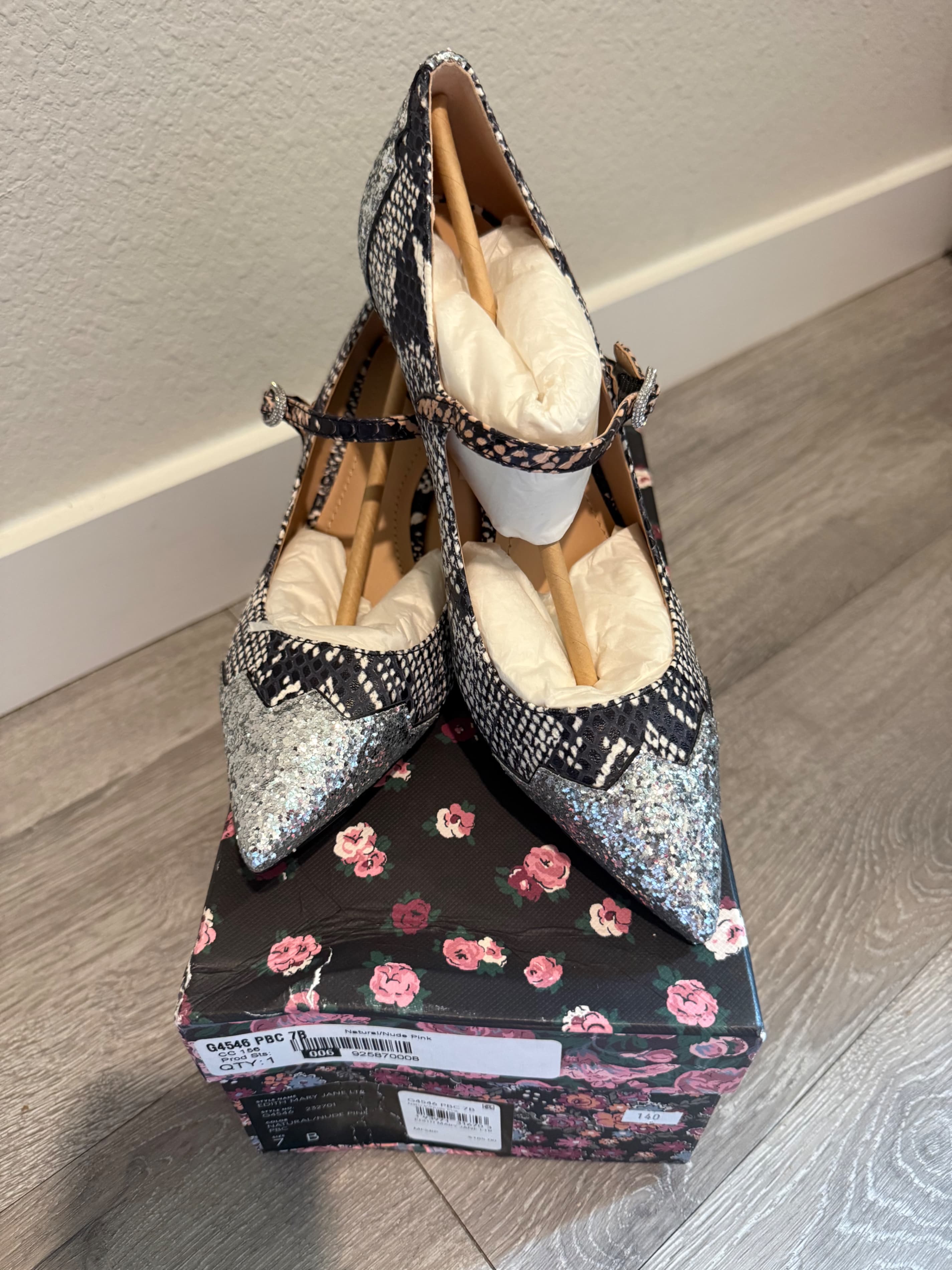 Edith Mary Jane Glitter Heels Size 7B
