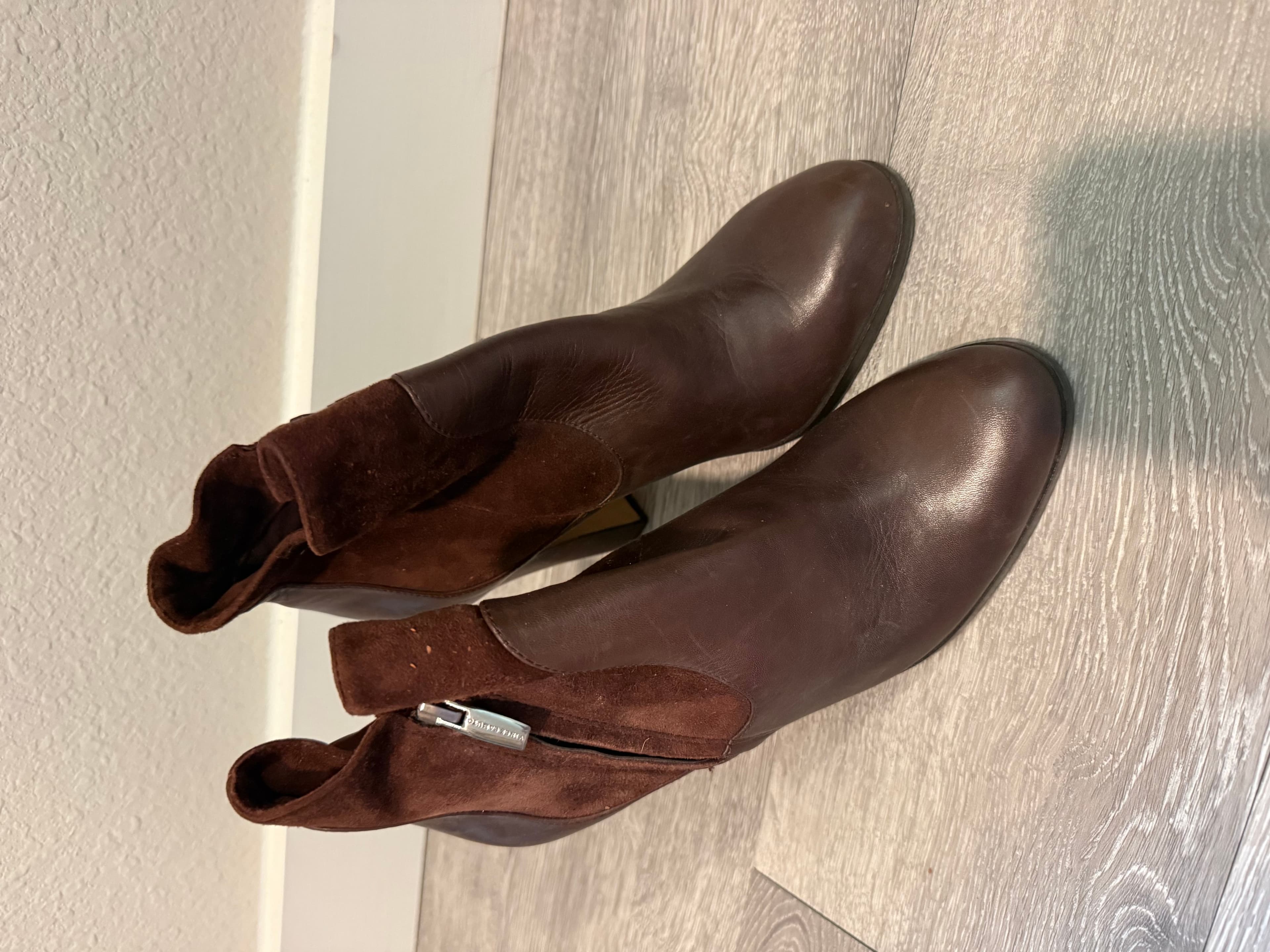 Vince Camino Brown Leather Suede Ankle Boots
