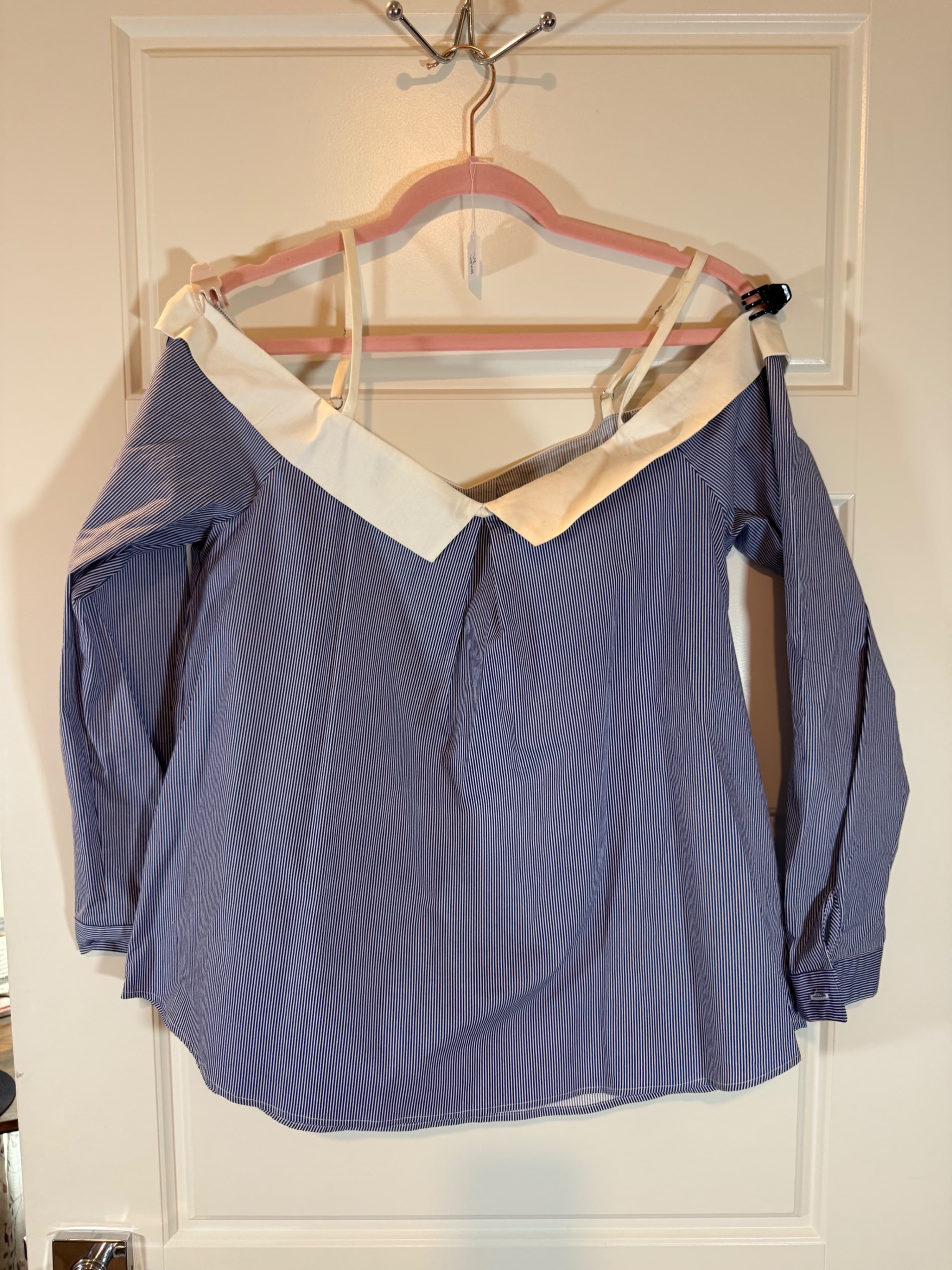 Shinestar Off-Shoulder Striped Blouse Size L
