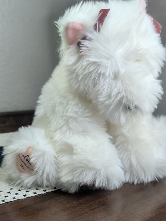 Lola 2001 Victoria's Secret Plush White Fluffy Puppy Dog With Bow By Gund