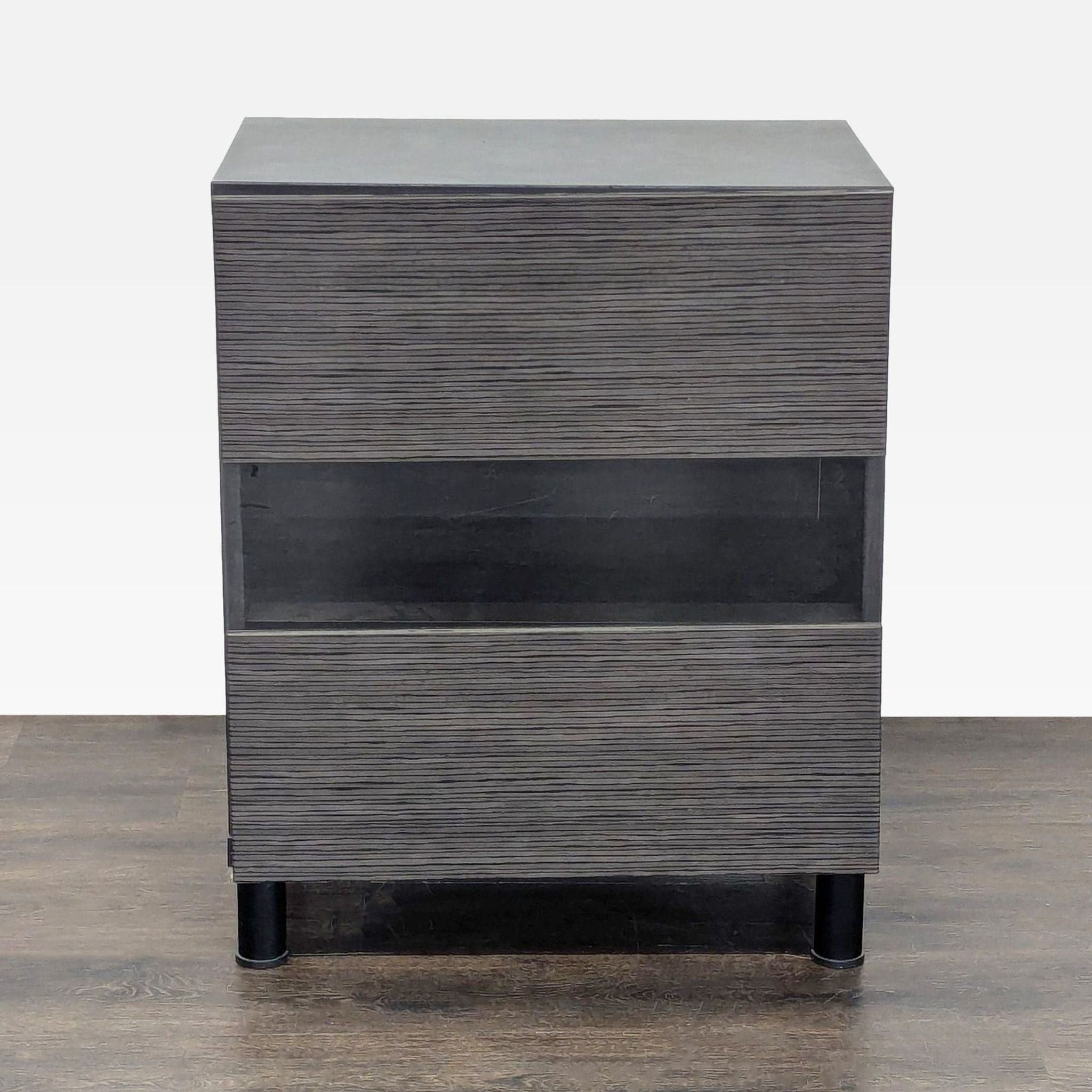 Three Shelf Nightstand with Cabinet Doors