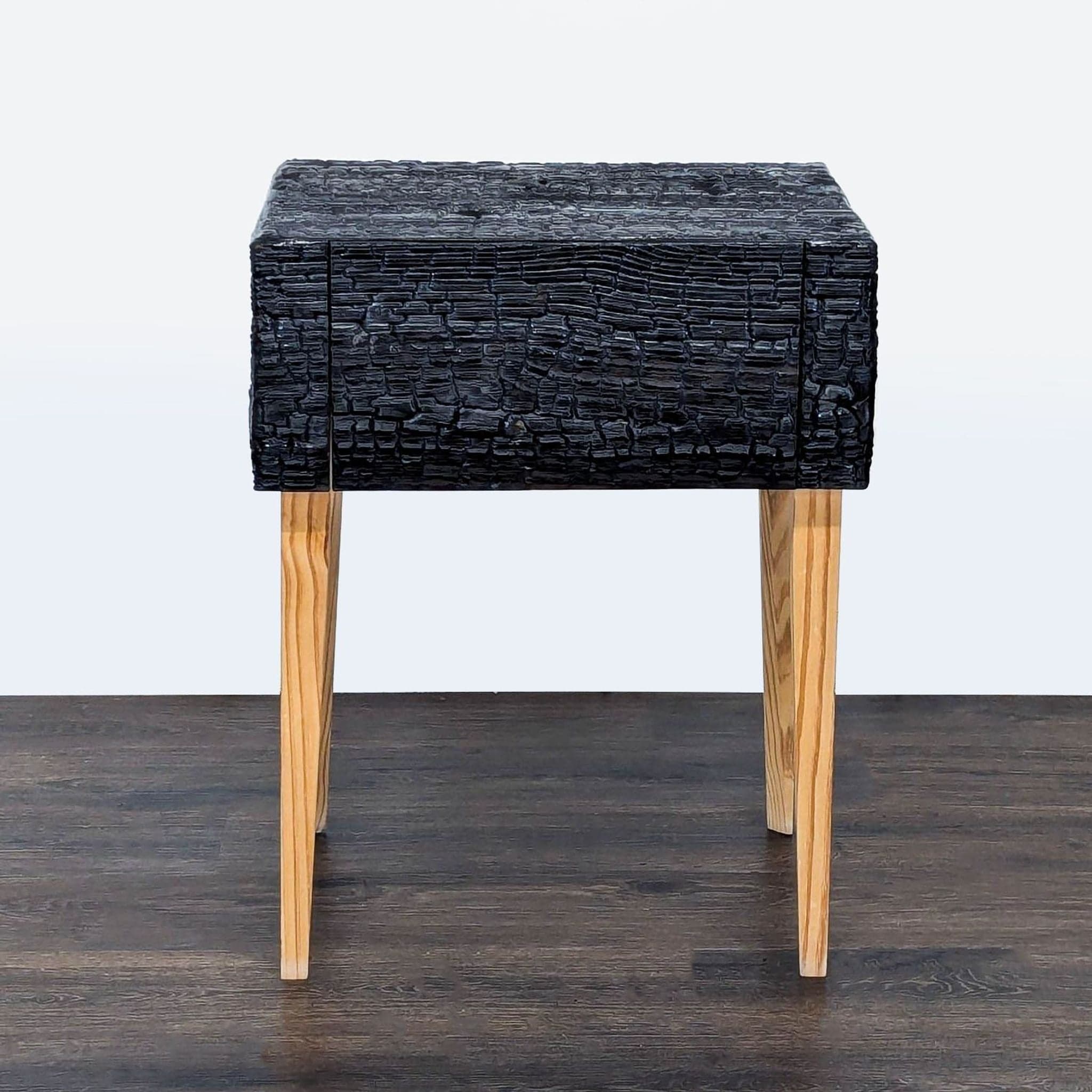Charred Geometric "Commode" Nightstand