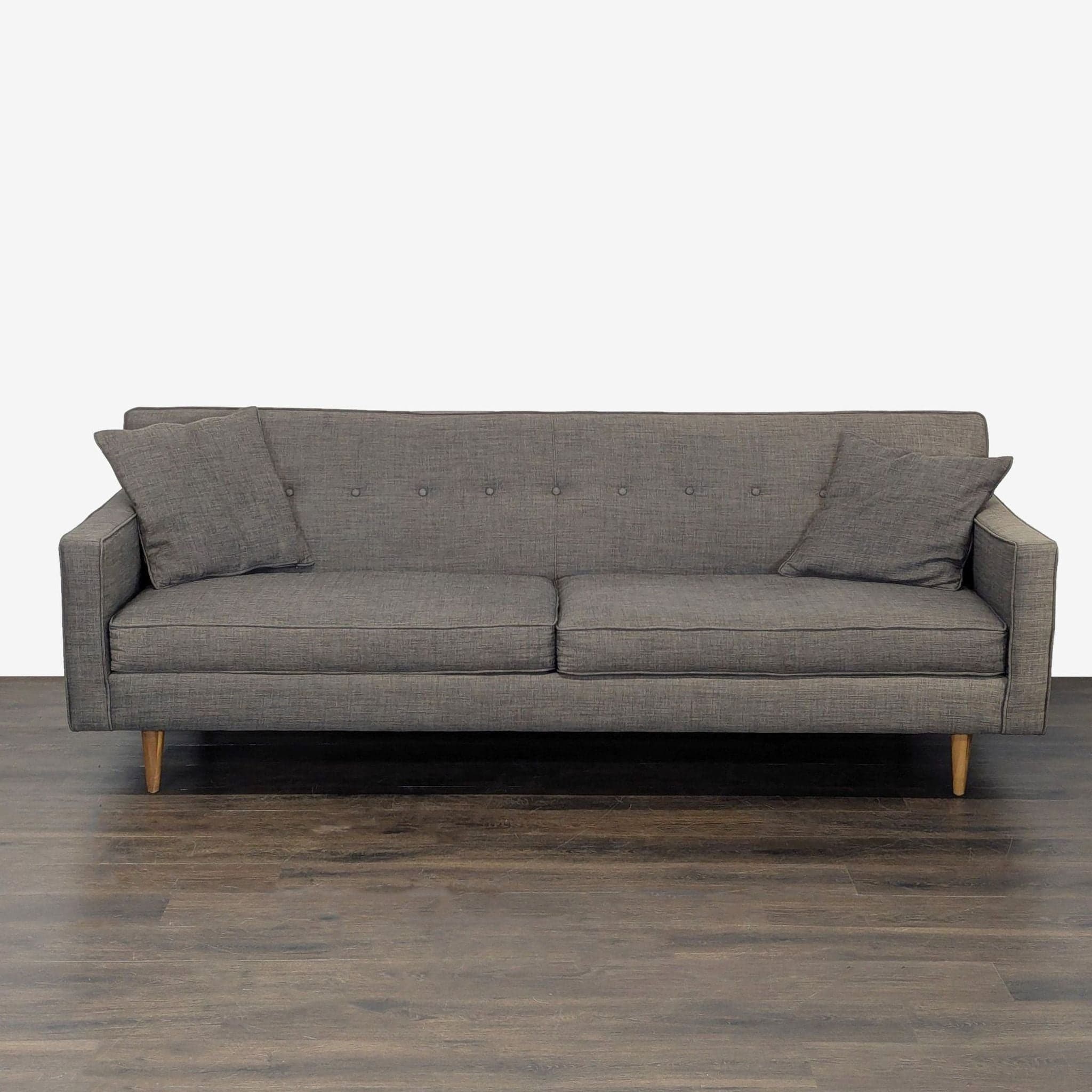 Modern Gray 3-Seat Sofa with Cushions
