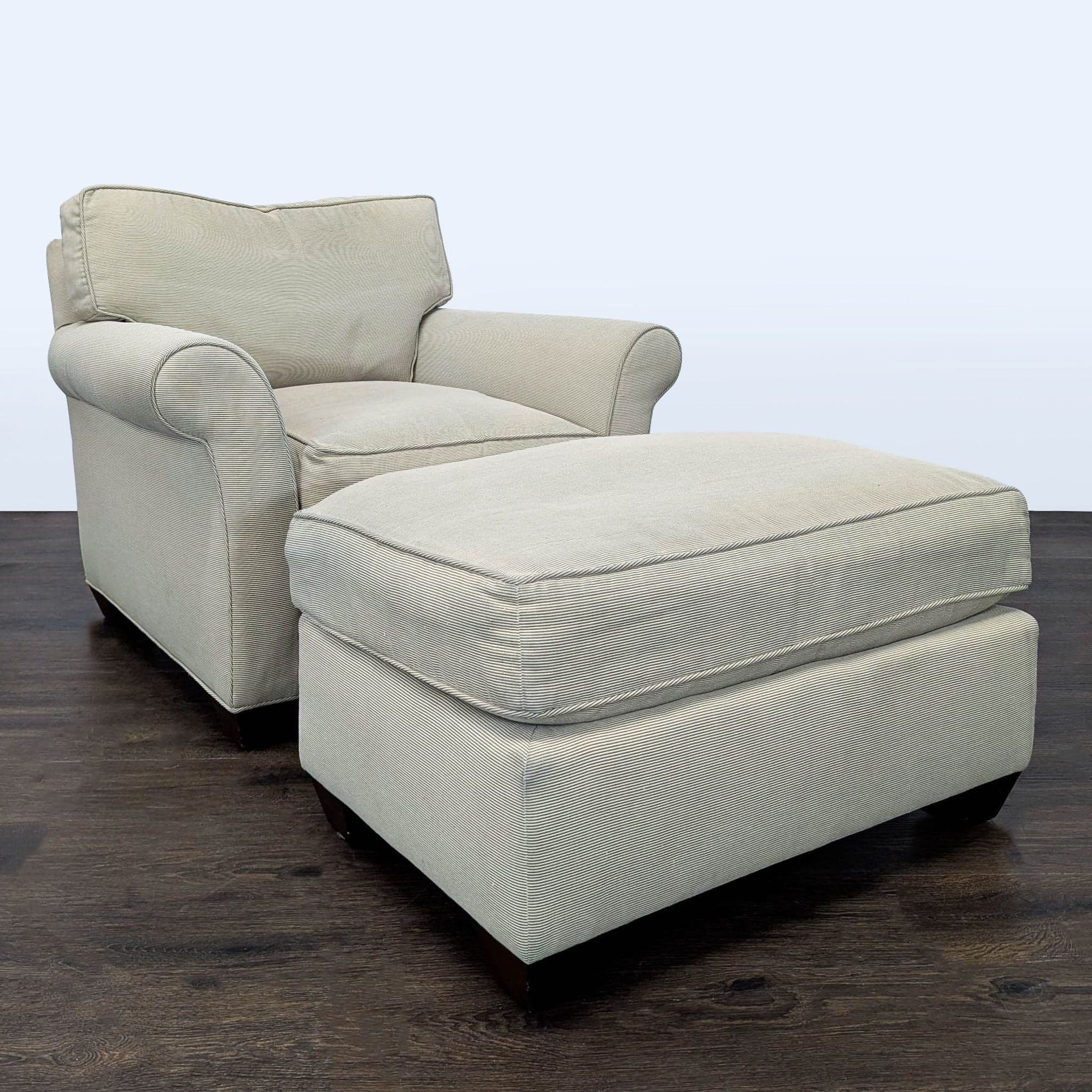 Comfy Lounge Chair with Matching Ottoman - Light Sage