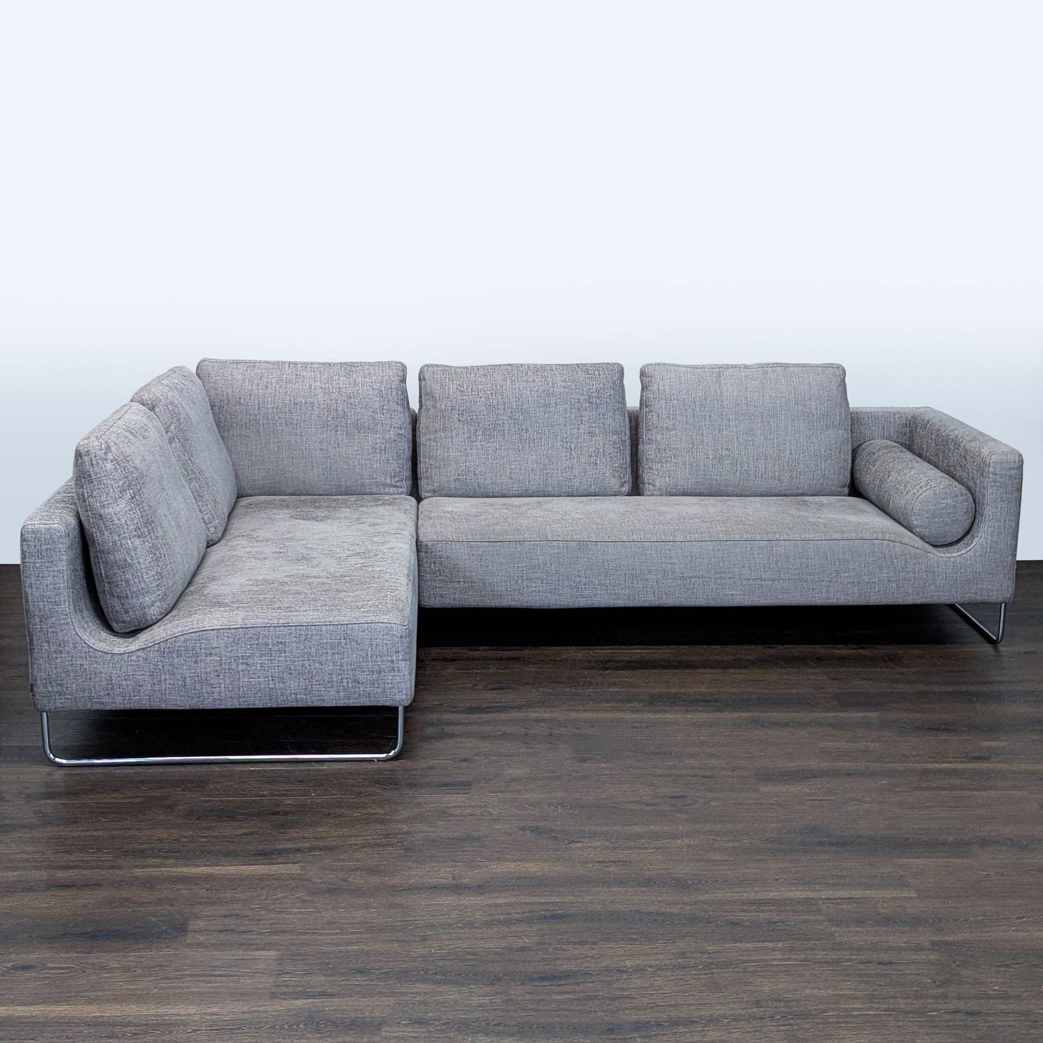 Benson Canyan Modern Gray Sectional Sofa with Metal Legs