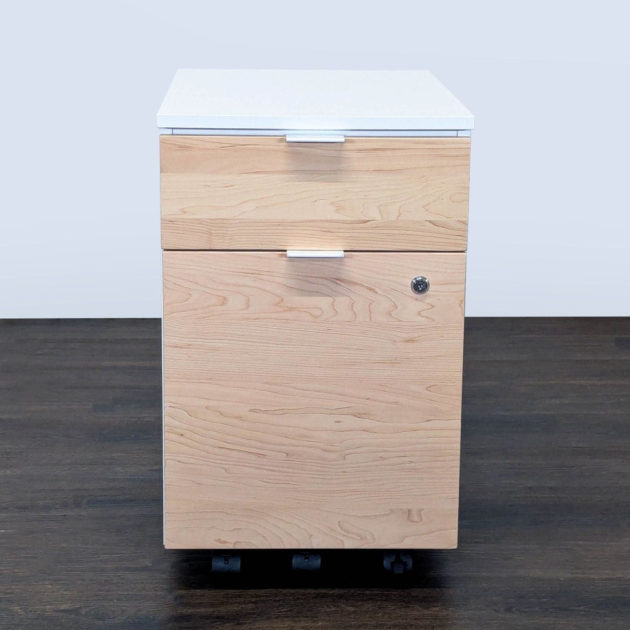 Modern 2-Drawer Mobile Office Cabinet with Lock and Wheels