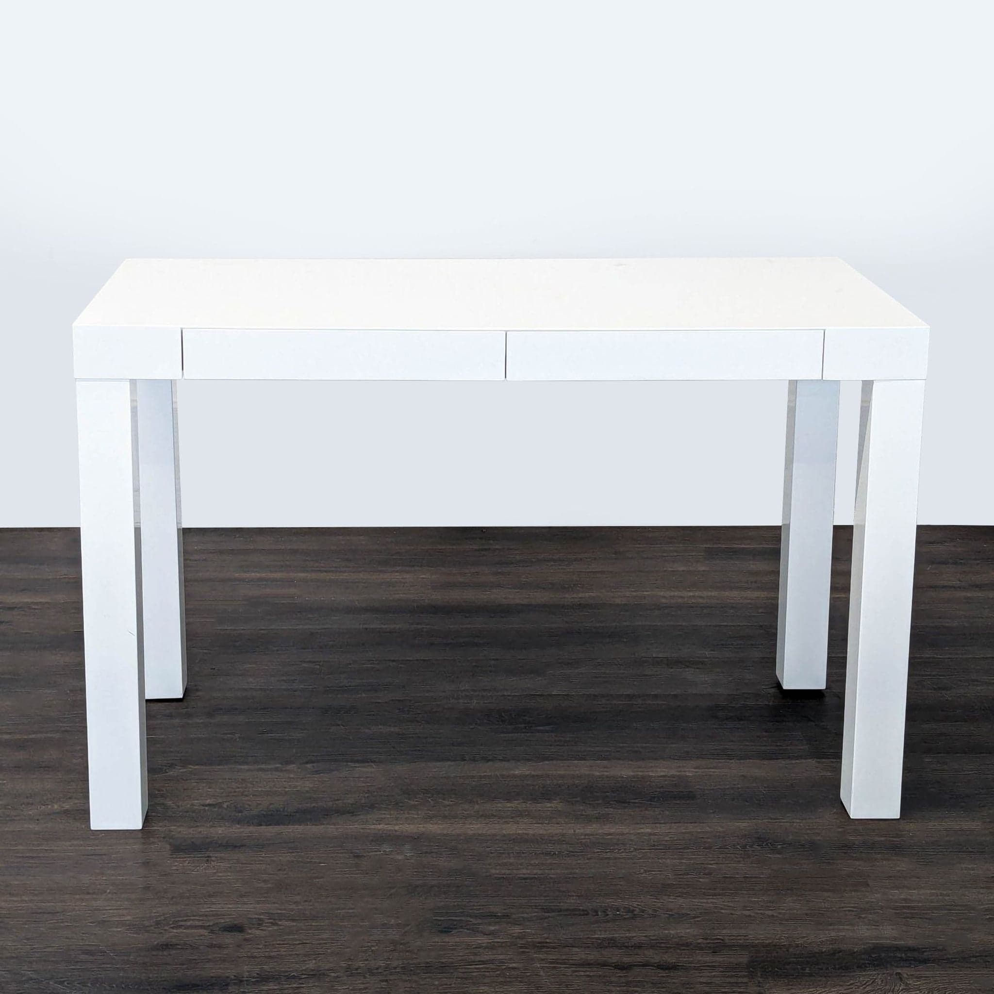West Elm White Minimalist Desk with Two Drawers