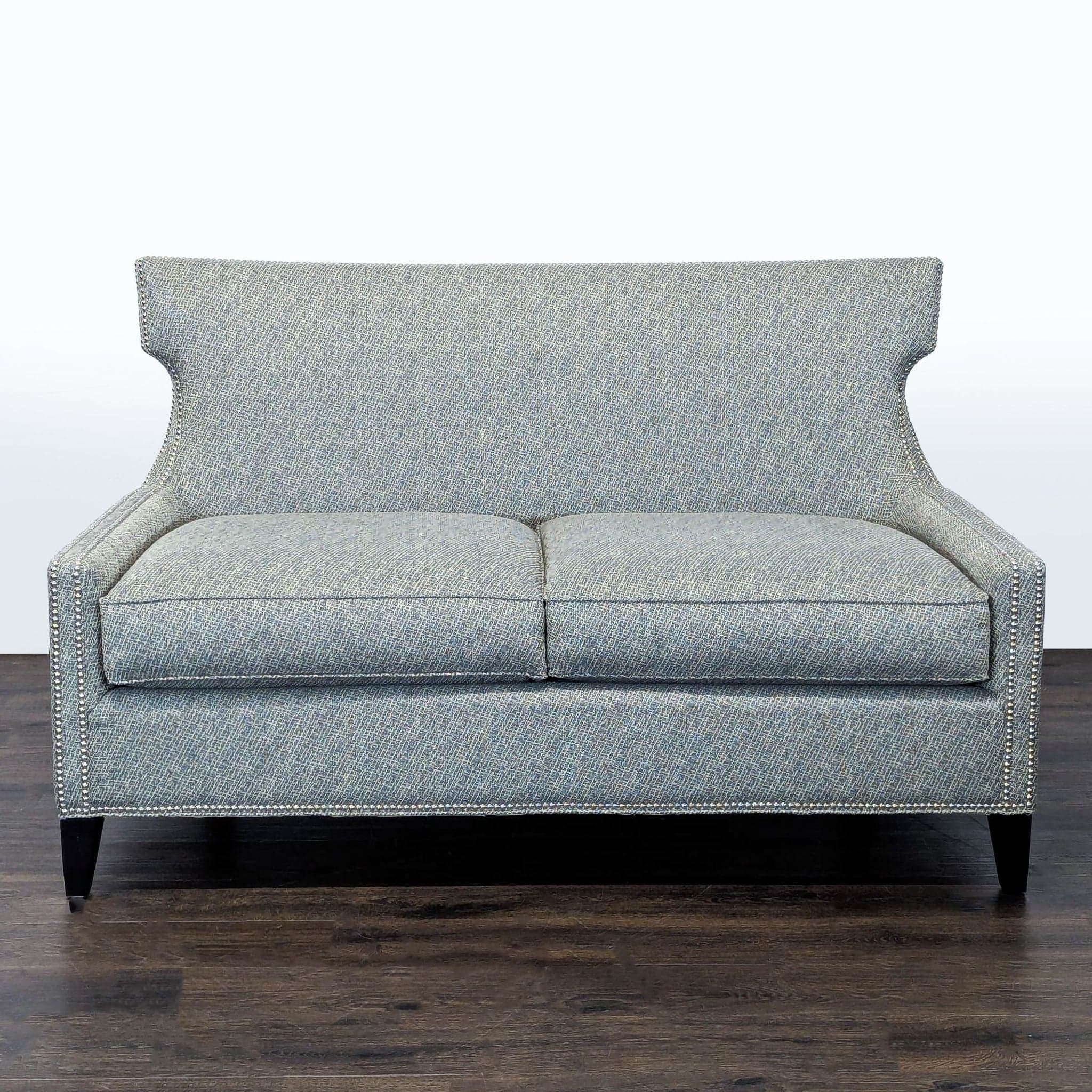 Thomasville Modern Grey Upholstered Loveseat with Nailhead Trim