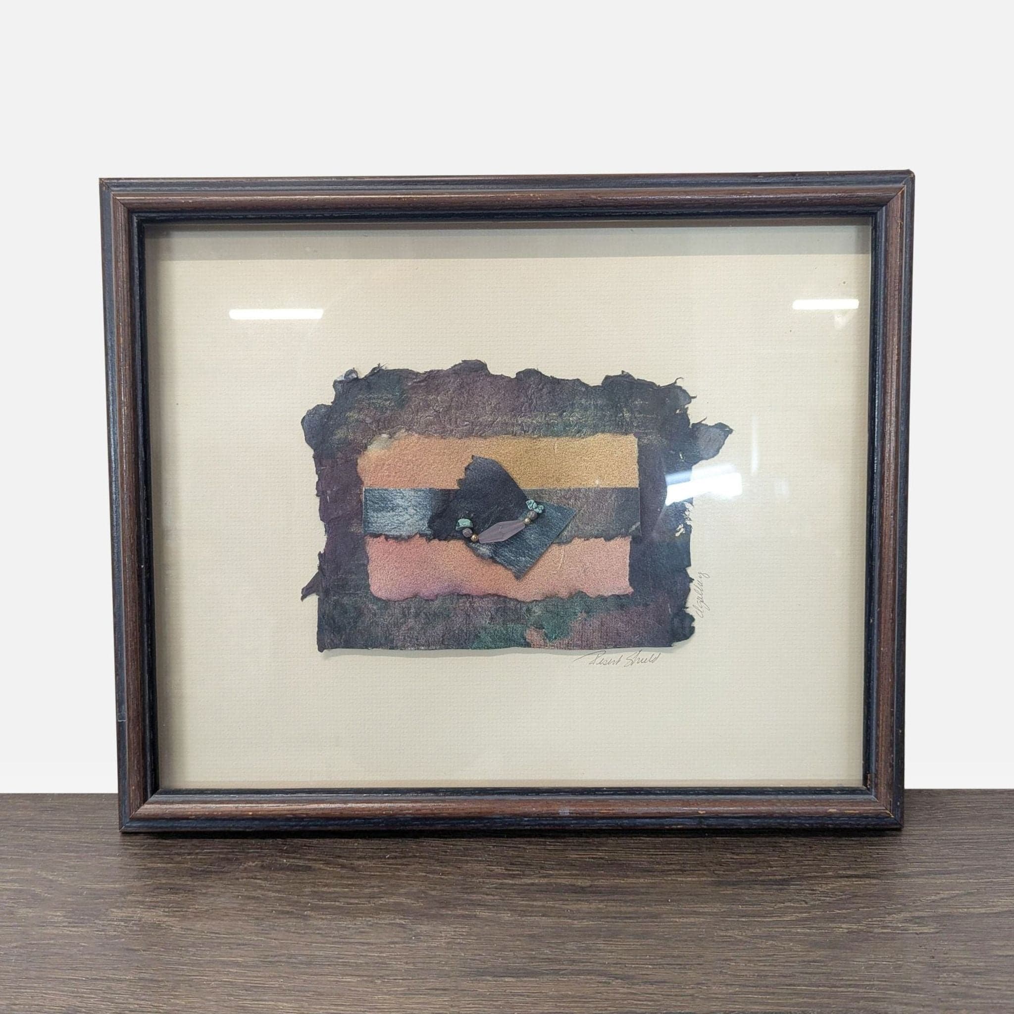 Framed Mixed Media Handmade Paper Abstract Art