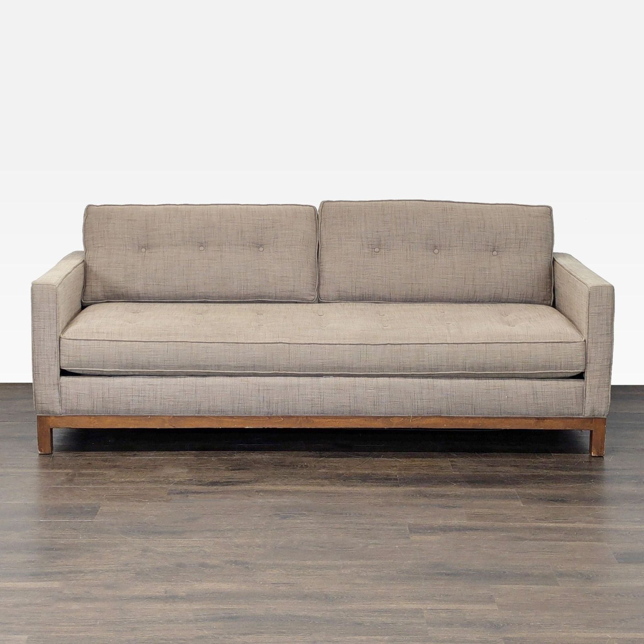 Modern Sleeper Sofa with Wooden Base and Button-Tufted Back