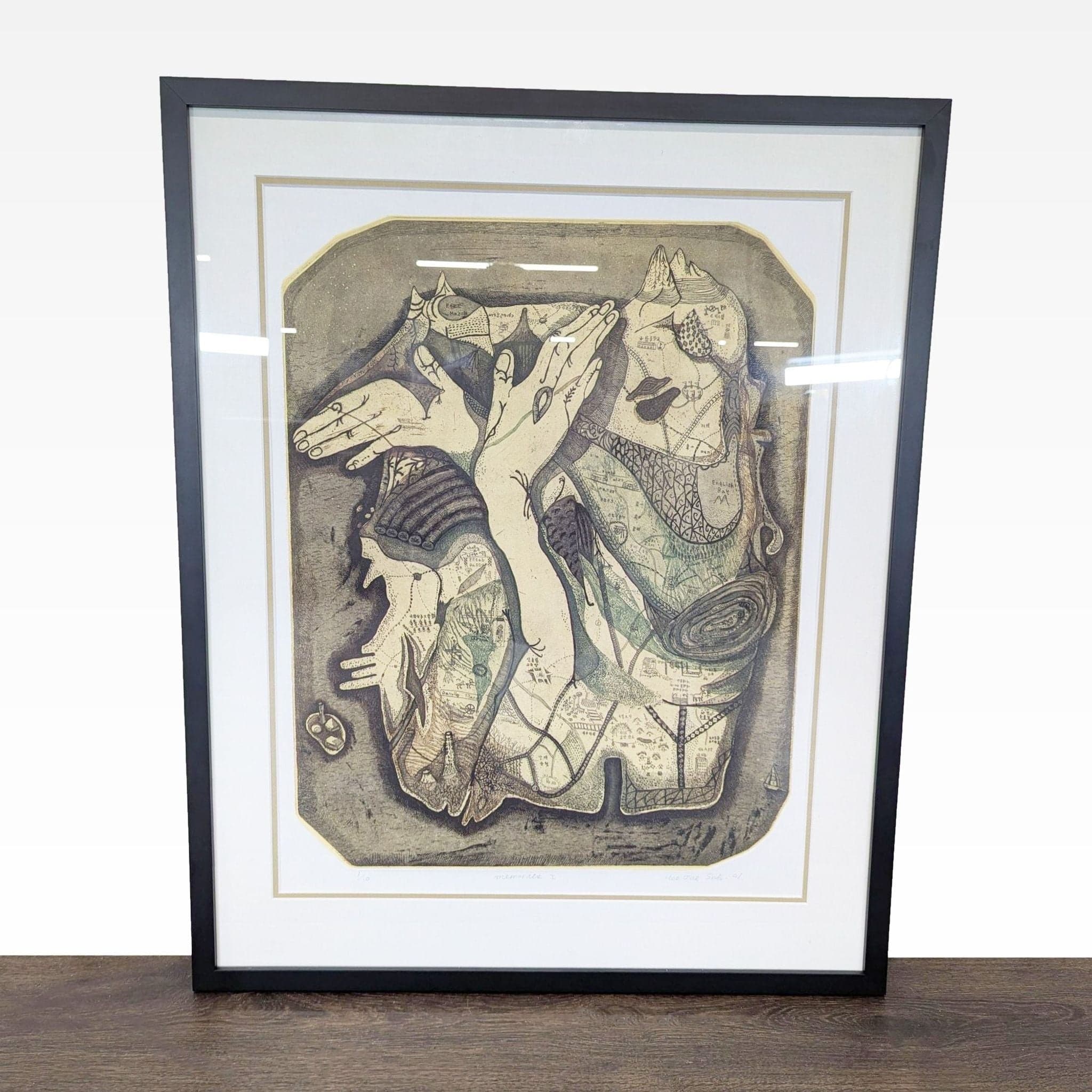 Framed Limited Edition Surreal Abstract Signed by Artist