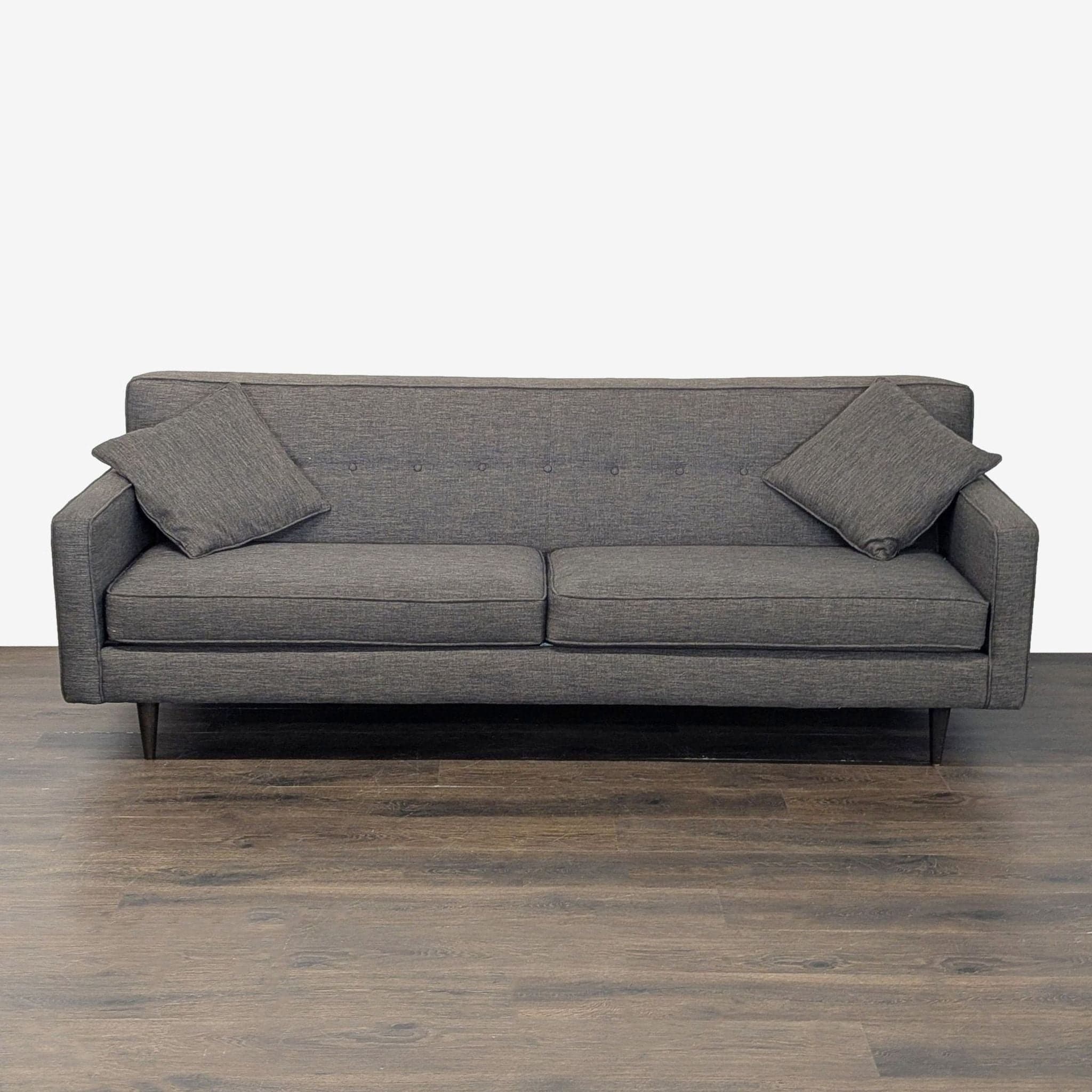 Modern Dark Grey 3-Seat Sofa with Cushions