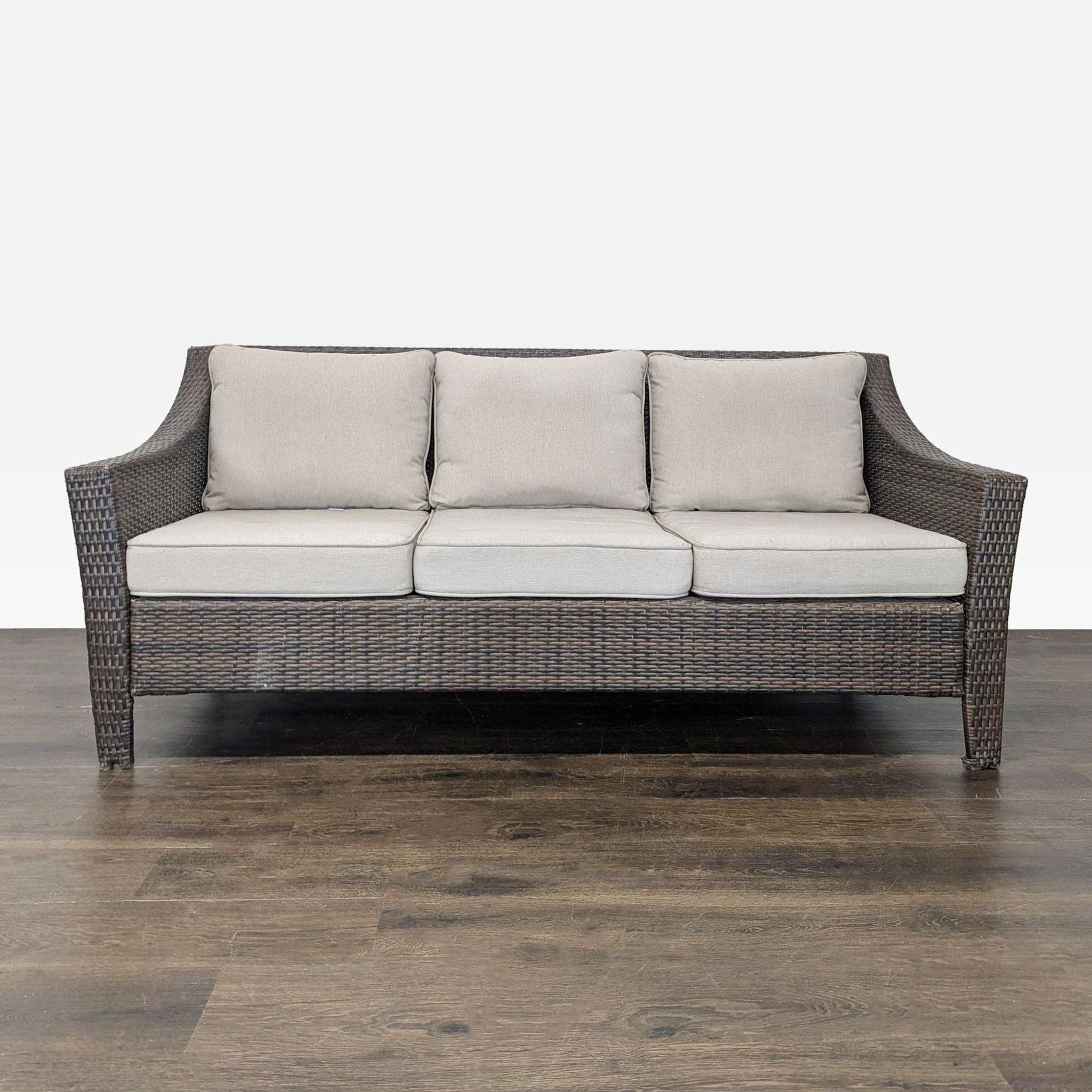 Threshold Outdoor All Weather Wicker Sofa with Cushions - 3-Seater Patio Couch