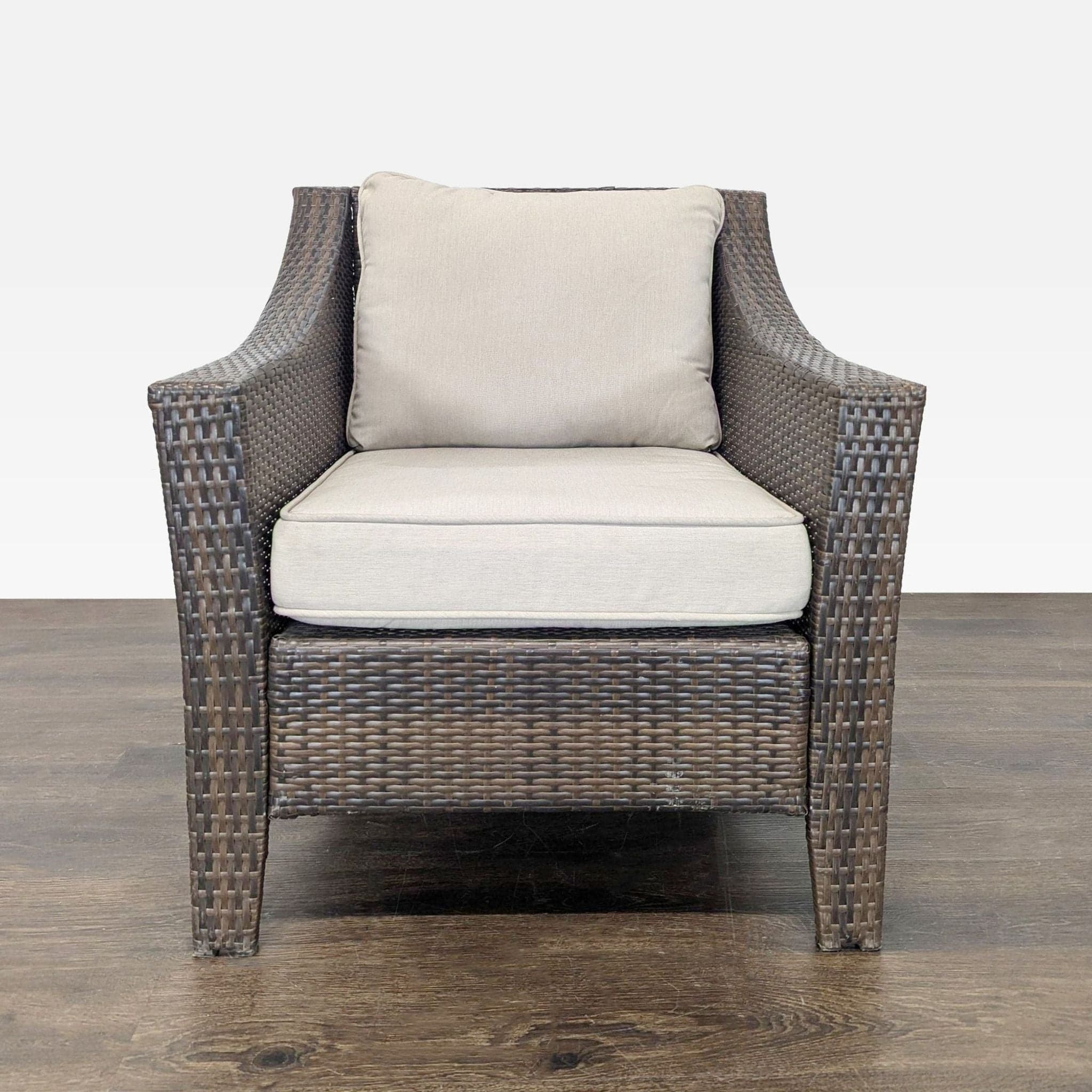 Threshold Outdoor All Weather Wicker Armchair with Cushions - Brown and Beige