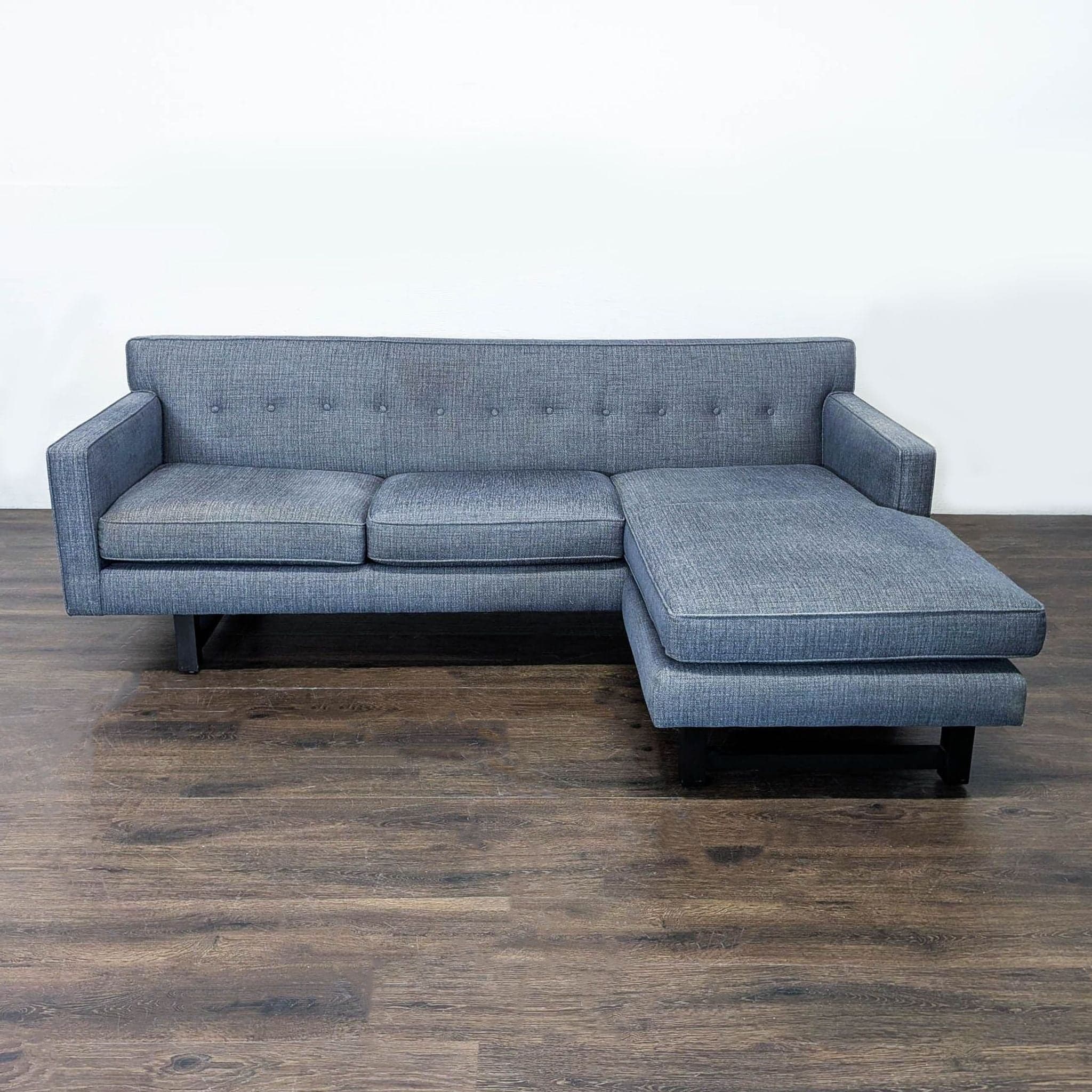 Room & Board Andre Reversible Chaise Sectional in Grey Fabric