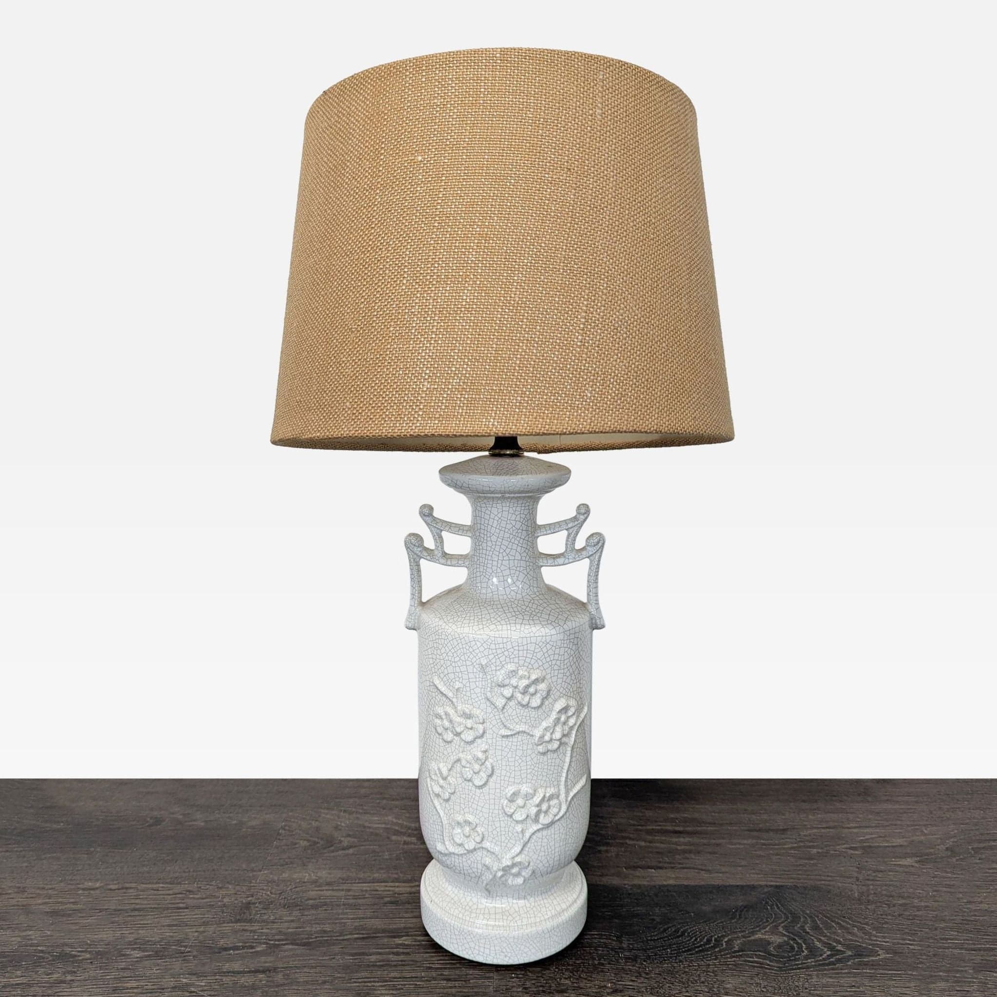 Classic White Ceramic Table Lamp with Textured Shade