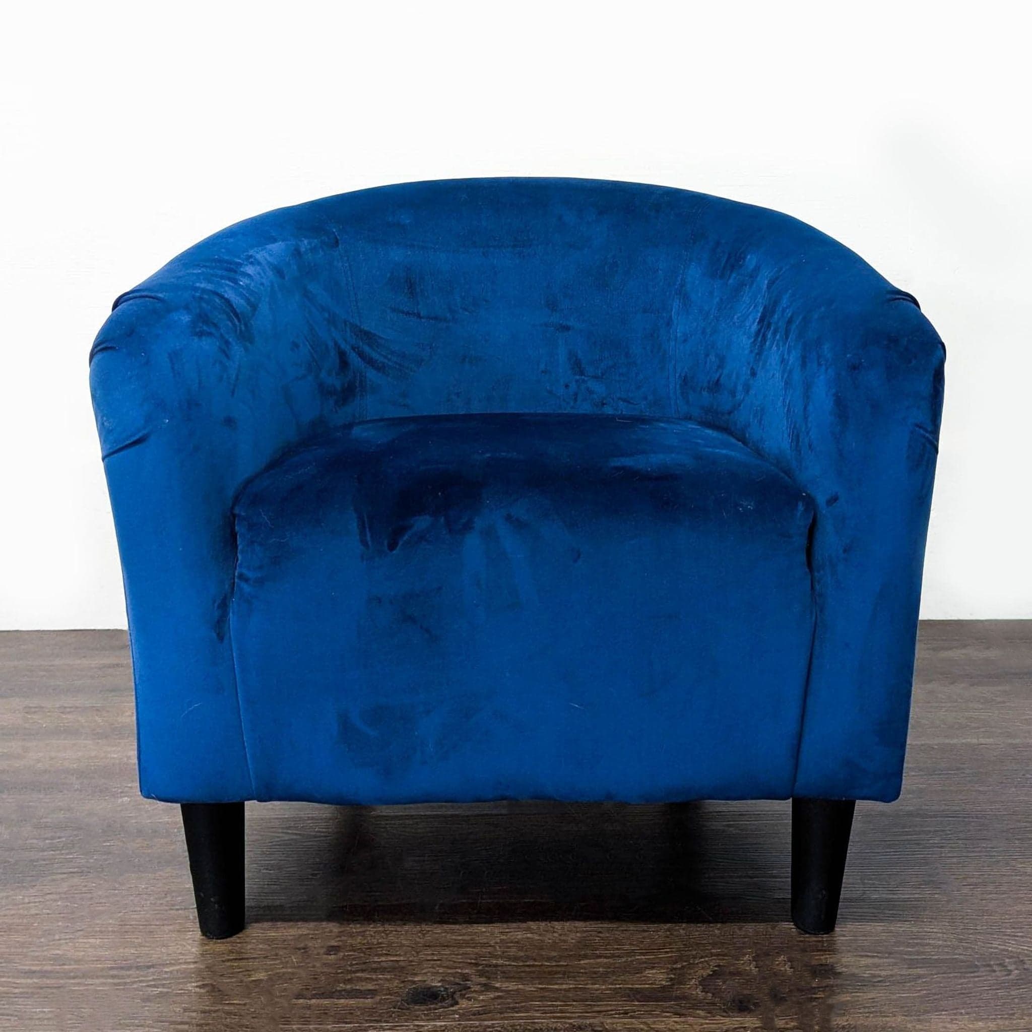 Modern Blue Velvet Lounge Chair with Curved Backrest