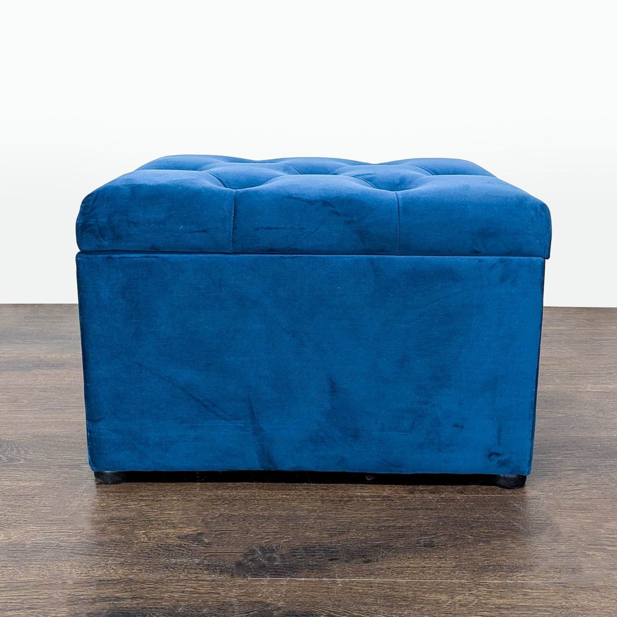 Velvet Button Tufted Storage Ottoman