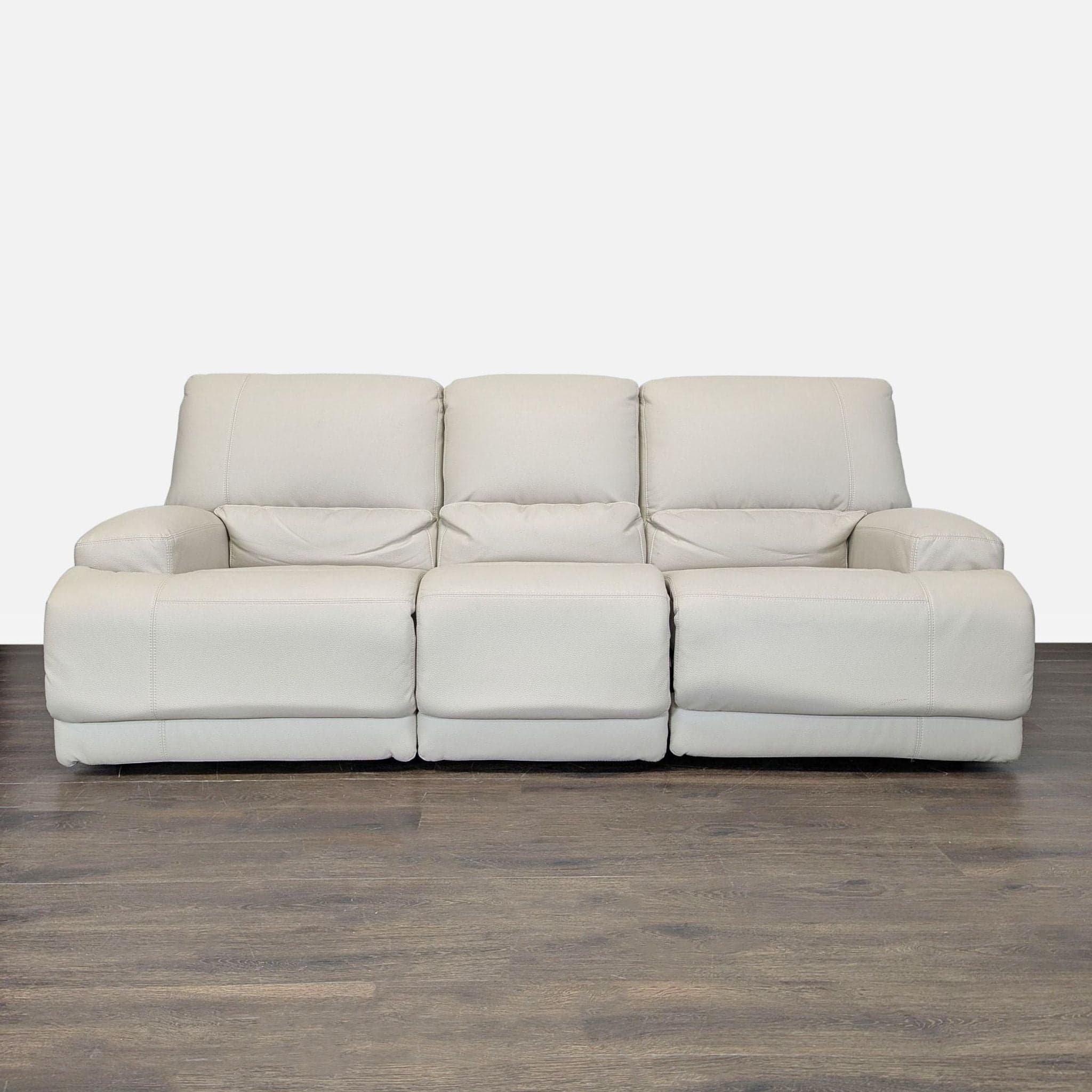 Ikea 3-Seat Cream Leather Reclining Sofa – Comfortable and Stylish