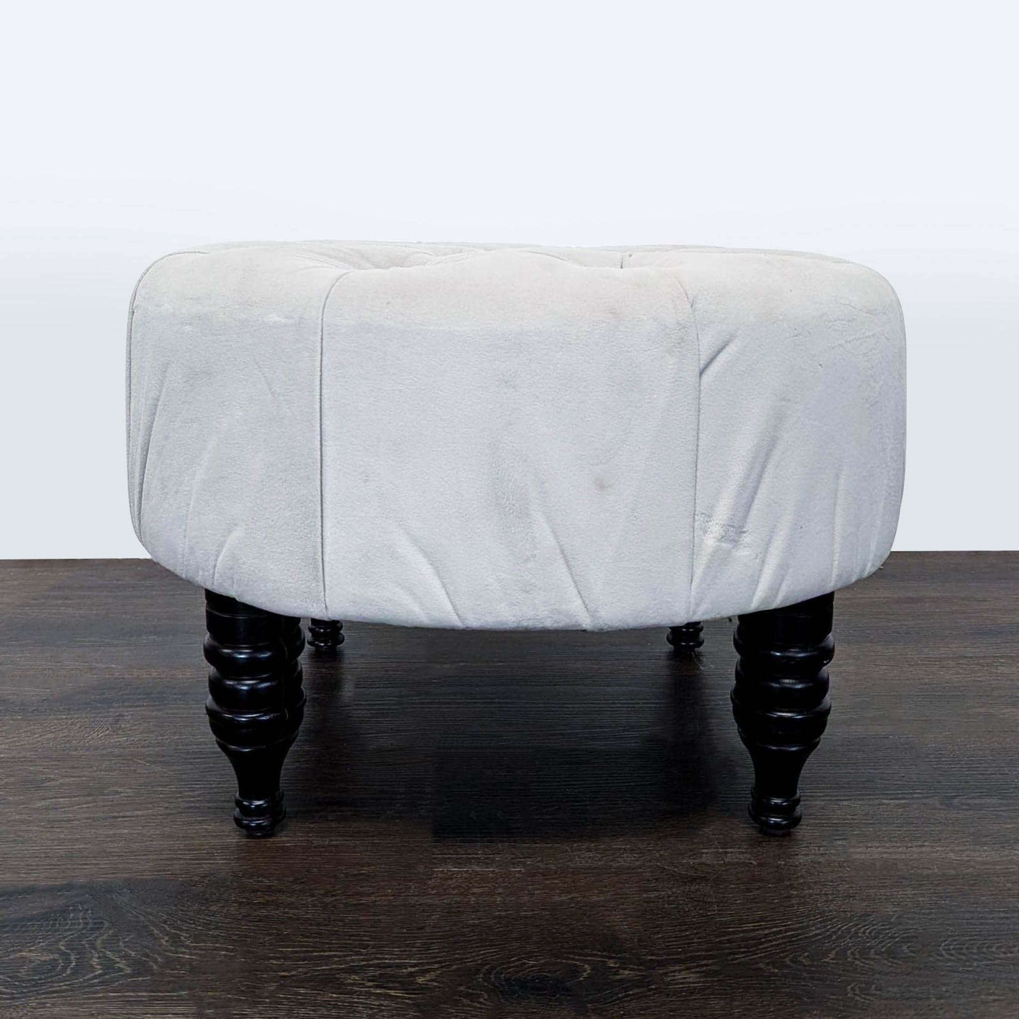 Skyline Imports Button Tufted Ottoman on Turned Legs