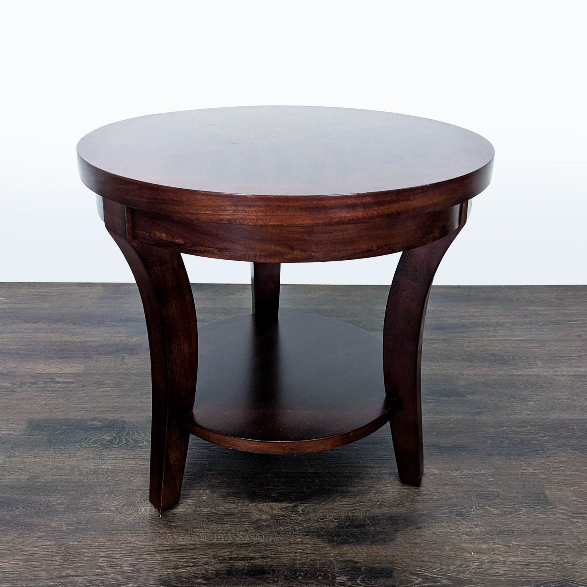 Three Leg Wood End Table with Shelf