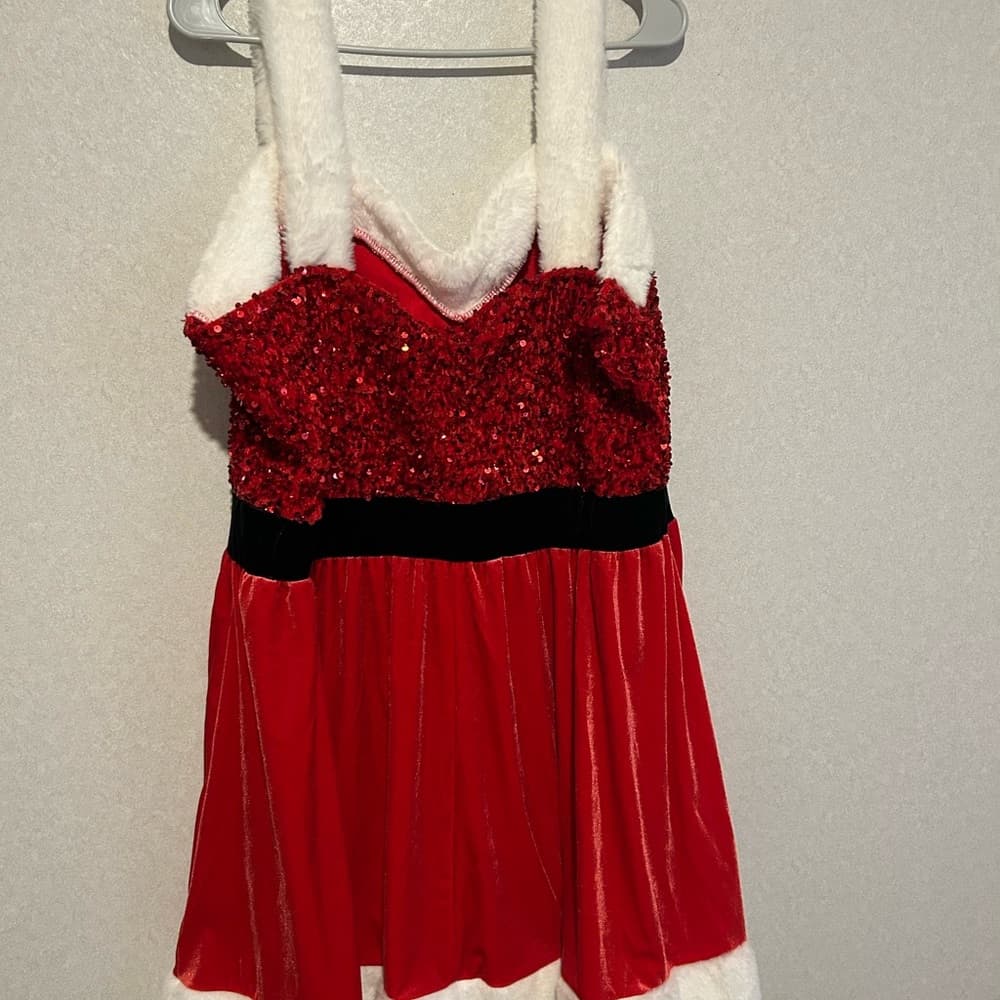 Women's Christmas Mrs. Claus Velvet Santa Outfit Chemise Holiday Dress