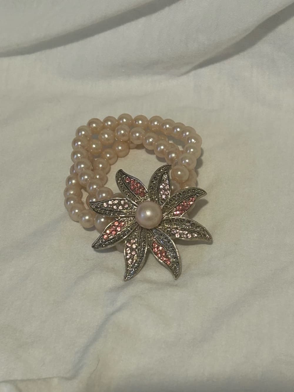 Women’s Fashion Bracelet Beaded With Flower Crystal Charm, One Size