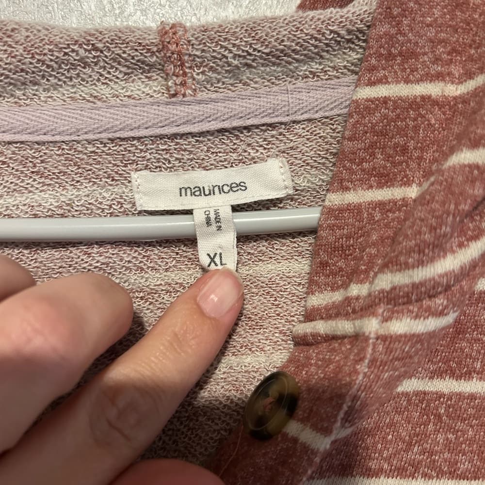 Women’s Pink And White Stripped Hoodie, Maurices, Size XL