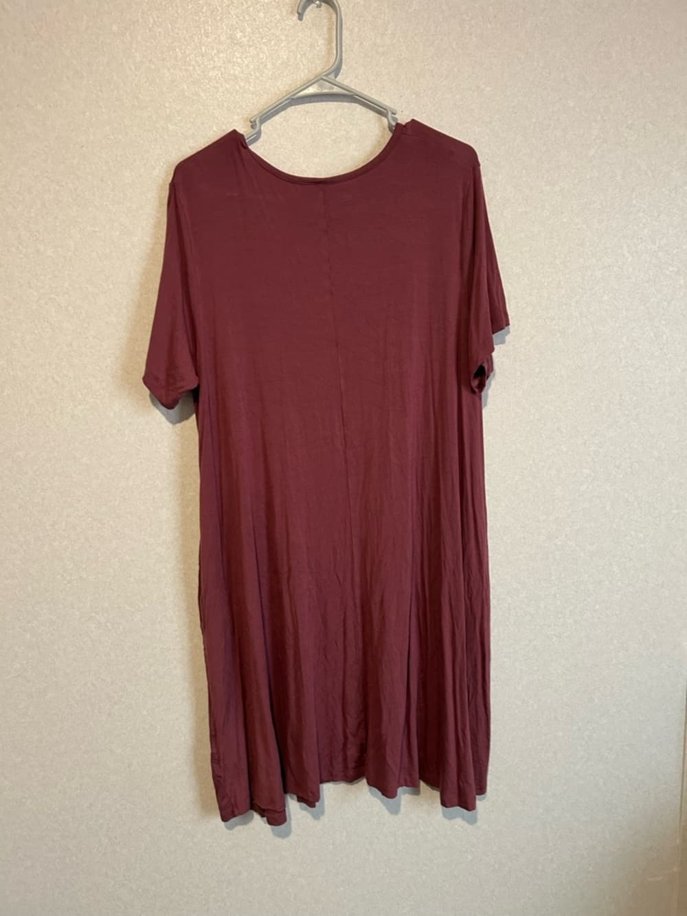 Women’s Maroon Lightweight Summer Dress, With Short Sleeves, Solid, Size XL