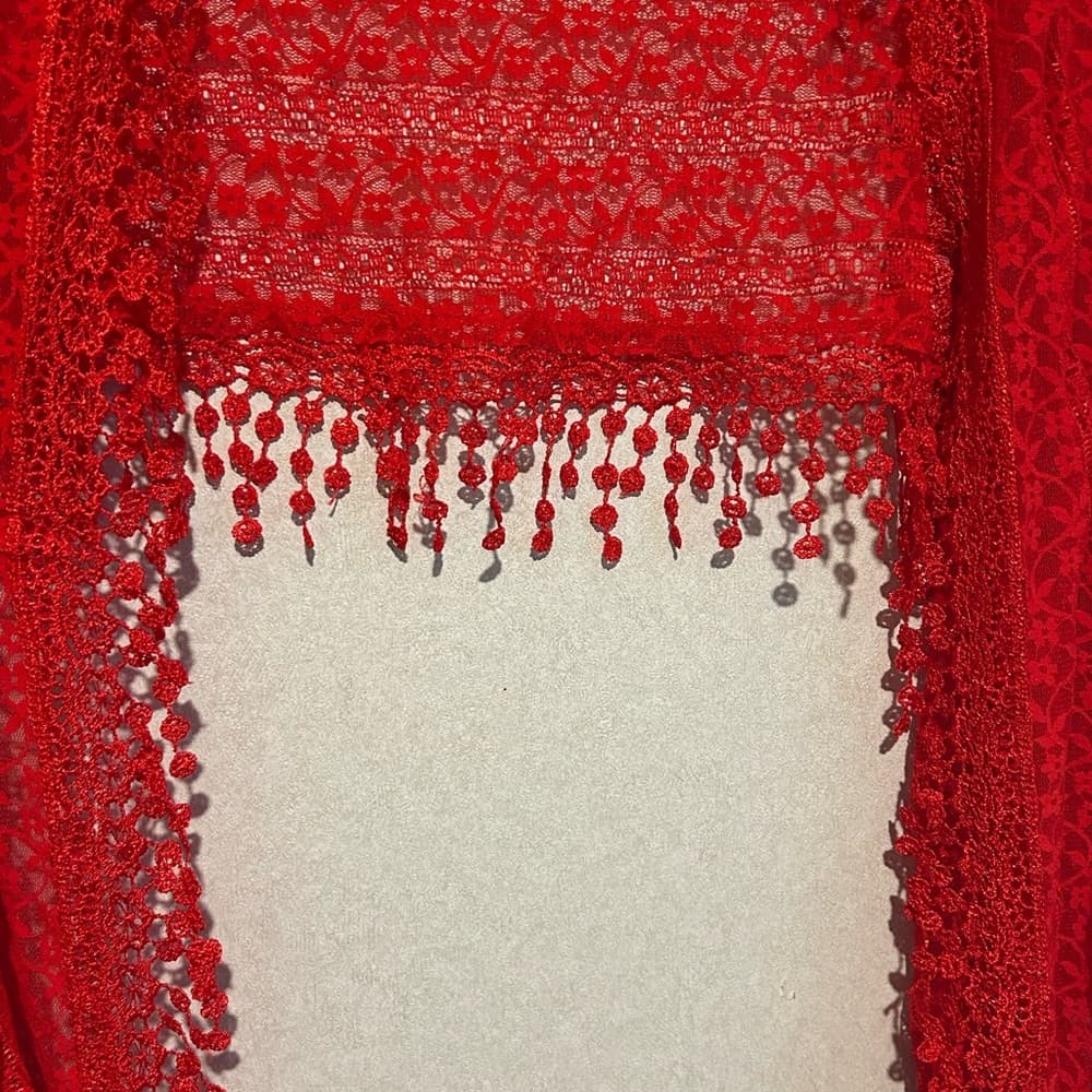 Women’s Romantic Lightweight Lace Scarf, Red, Perfect For Any Occasion