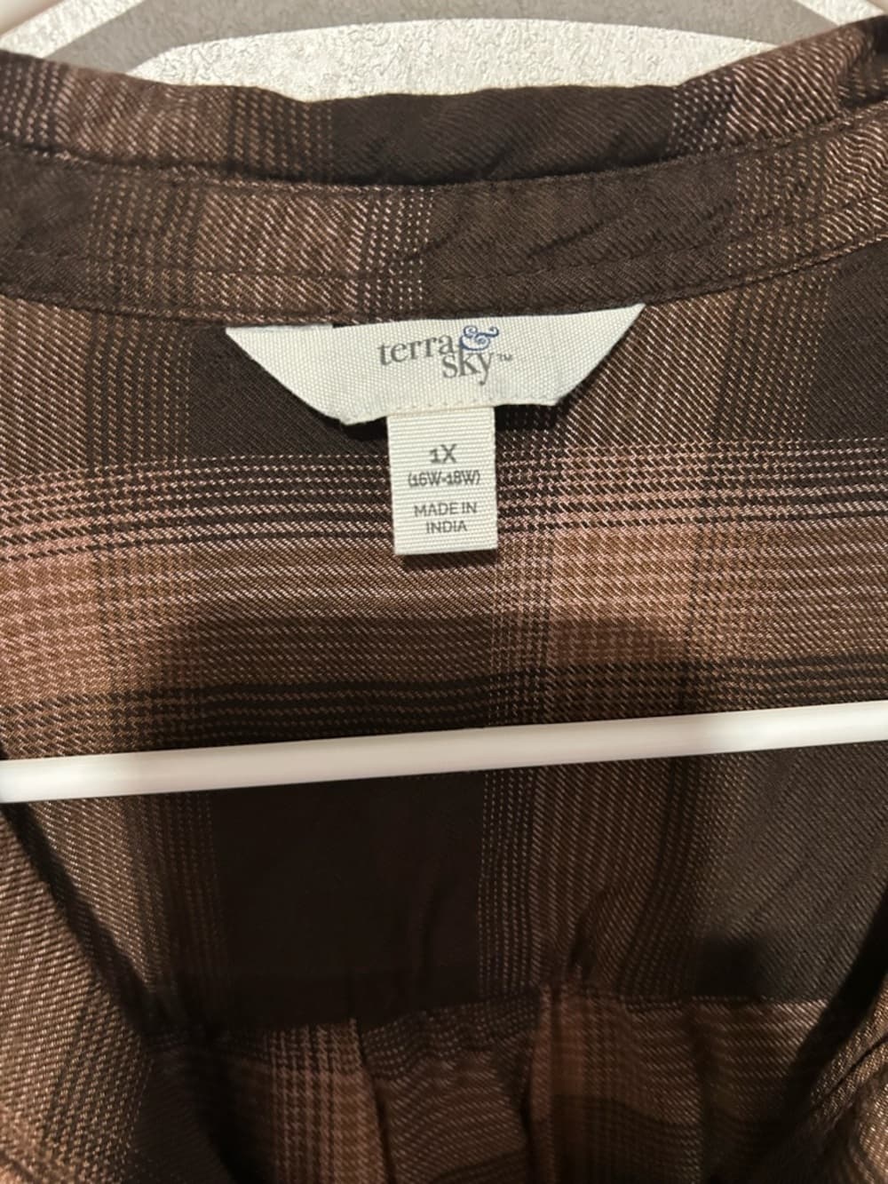 Women’s Plus Size Terra &sky Long Sleeve Dress Blouse In Brown Size 1X
