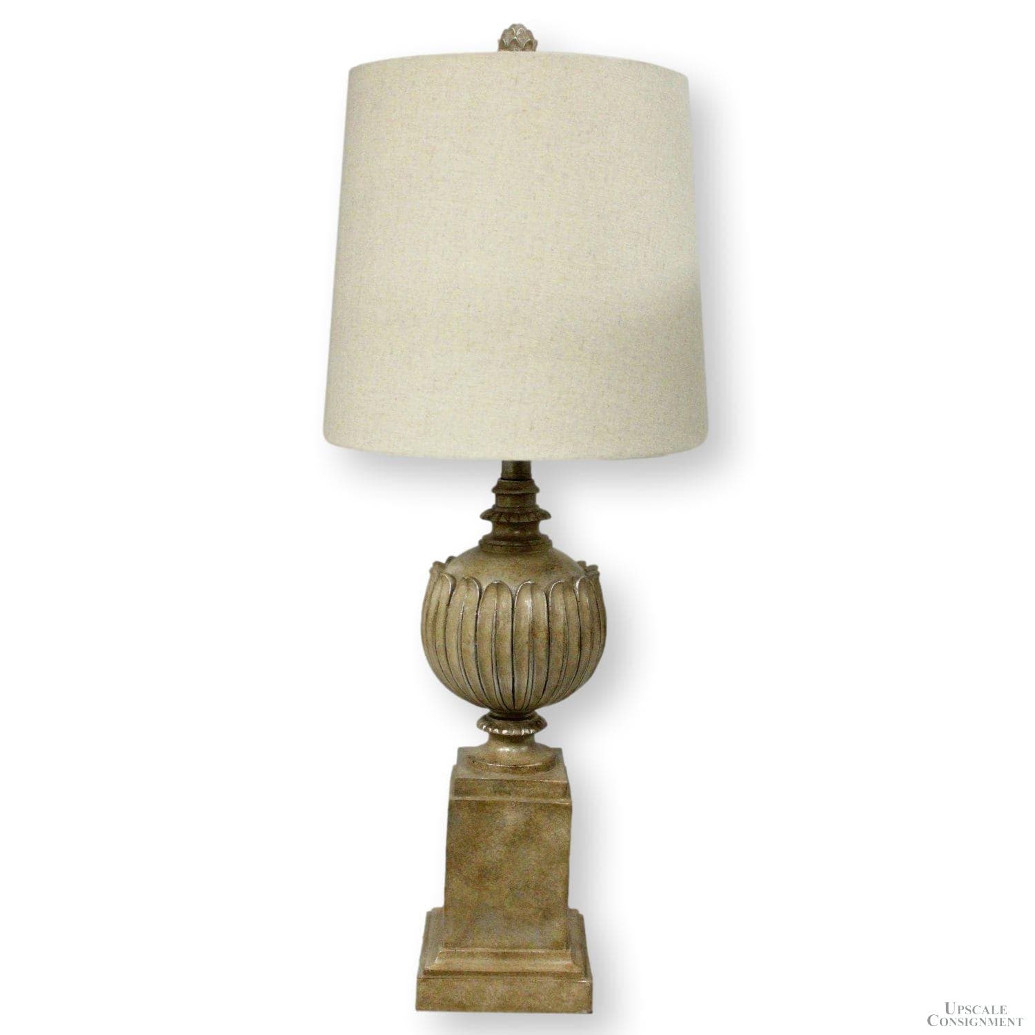 Faux Mottled Stone Table Lamp with Orb