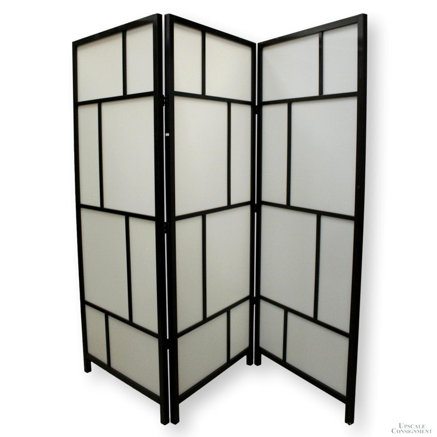 Opaque w/Black Frame Room Divider - Black & White
