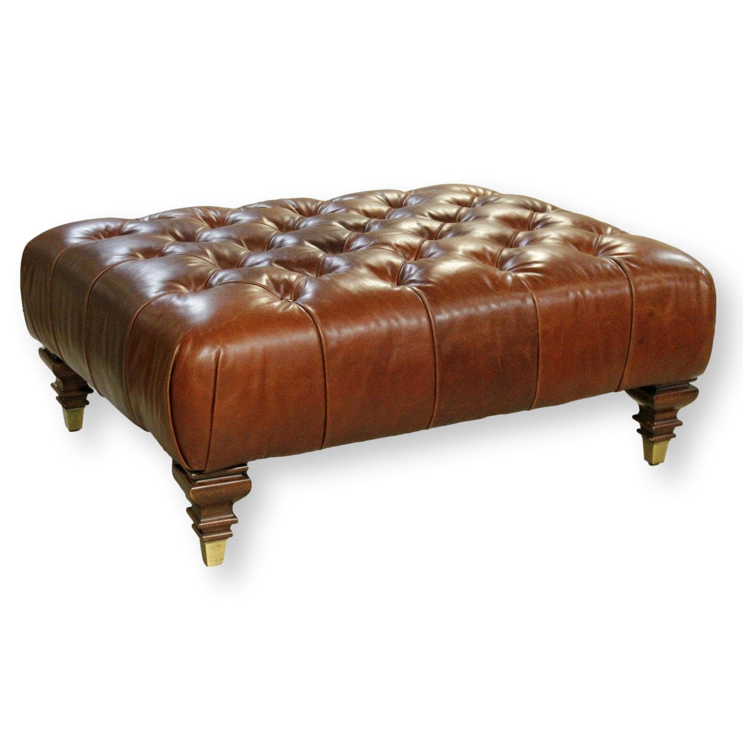 Ralph Lauren Tufted Leather Ottoman - Brown