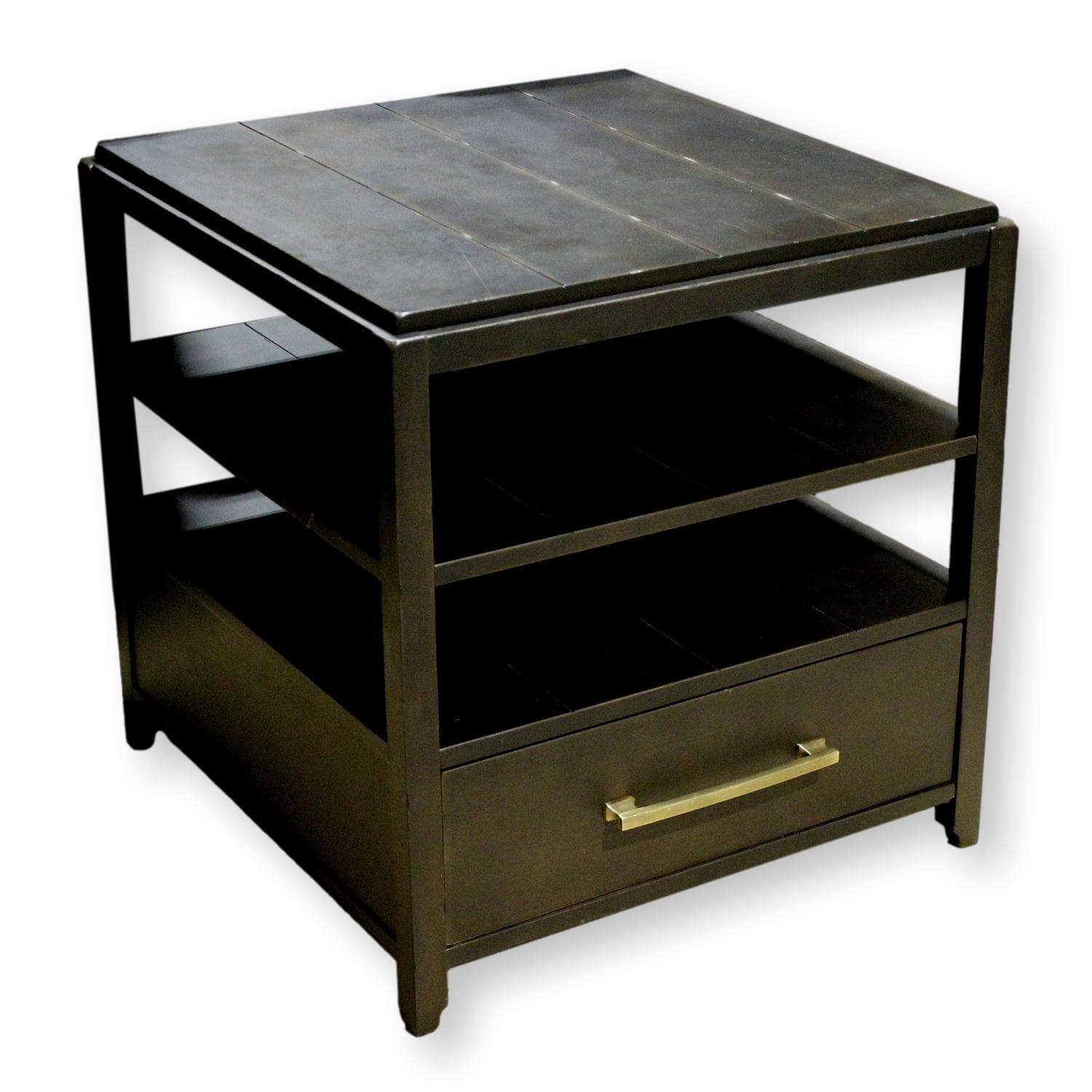 Black Plank Top End Table - Black