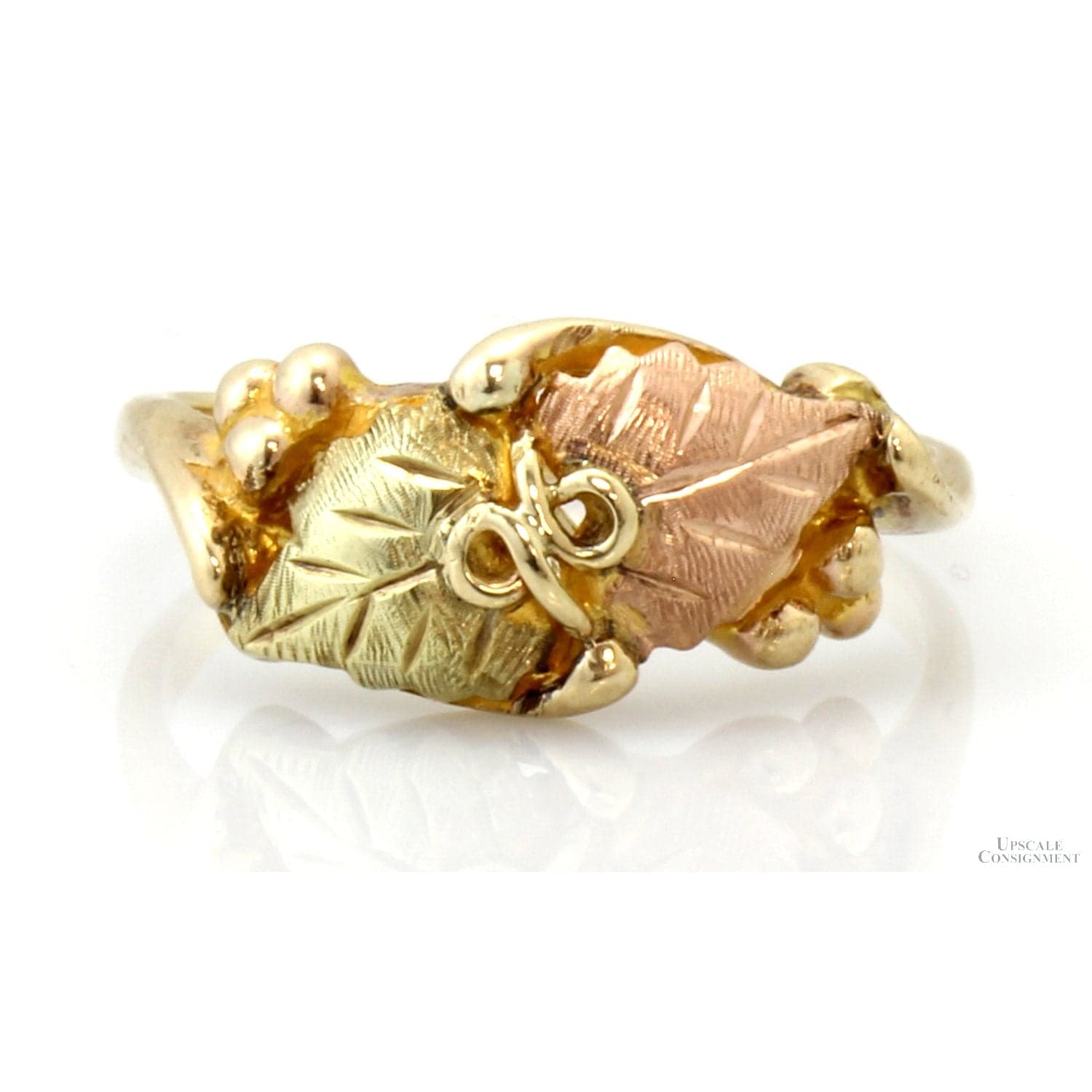 Vintage Black Hills Gold 12K Tri-Color Grapevine Band Ring - Size 5.75