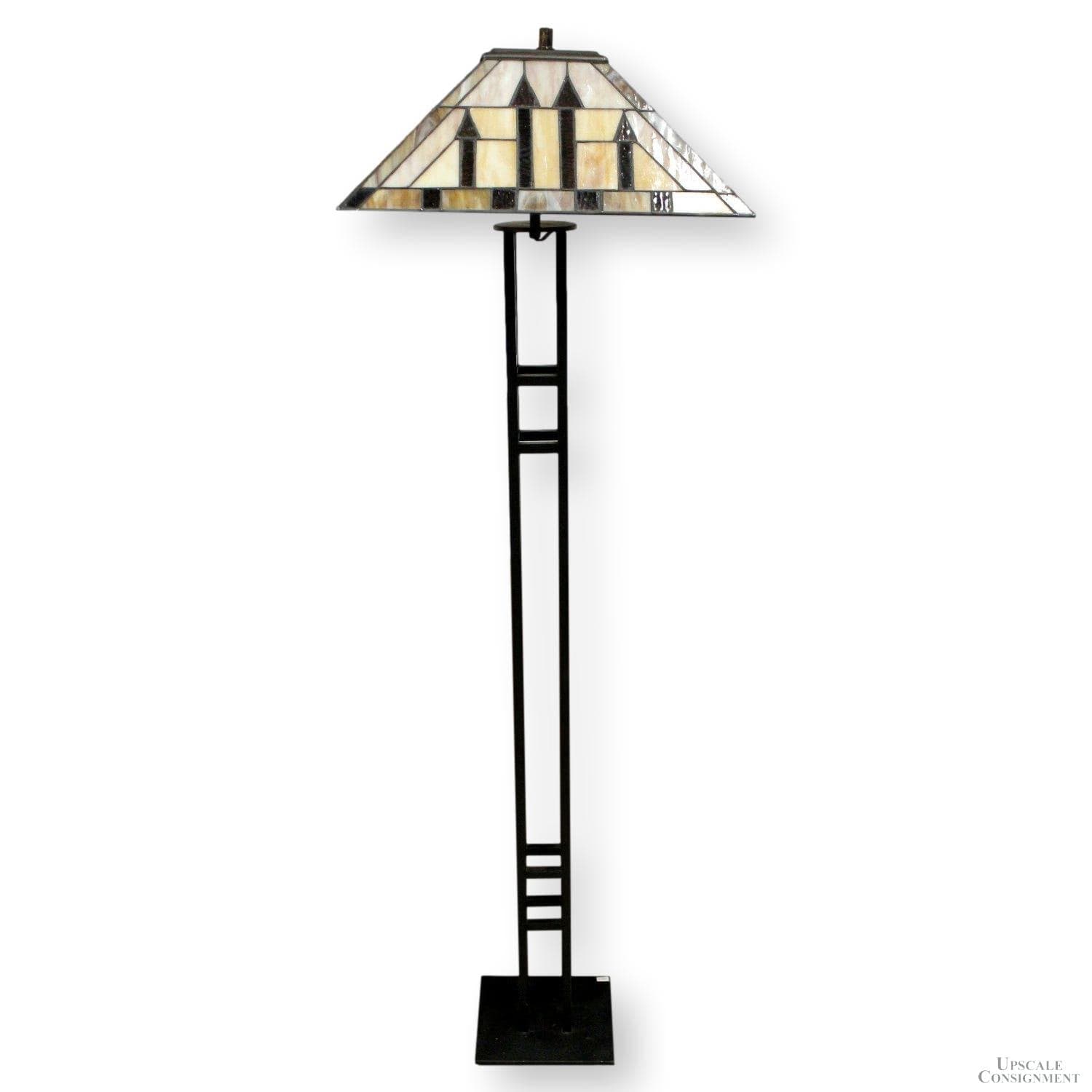 Prairie Style Floor Lamp w/Leaded Stained Glass Shade