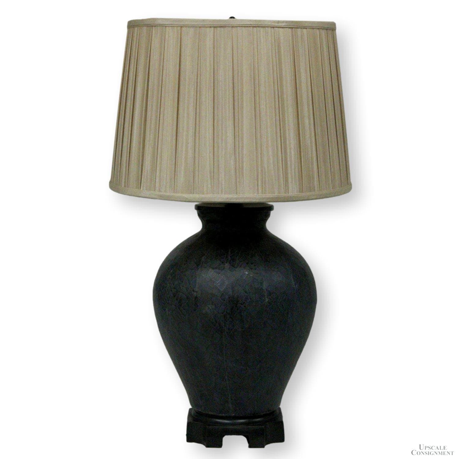 Indigo Crackled Lamp w/Silk Shade