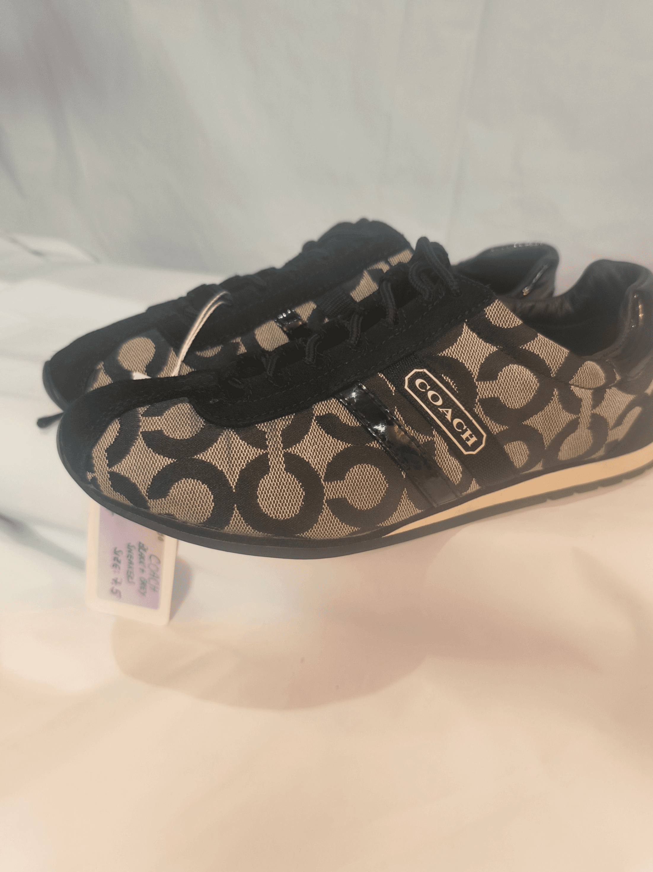 COACH Black Monogram Sneakers, Size 7.5