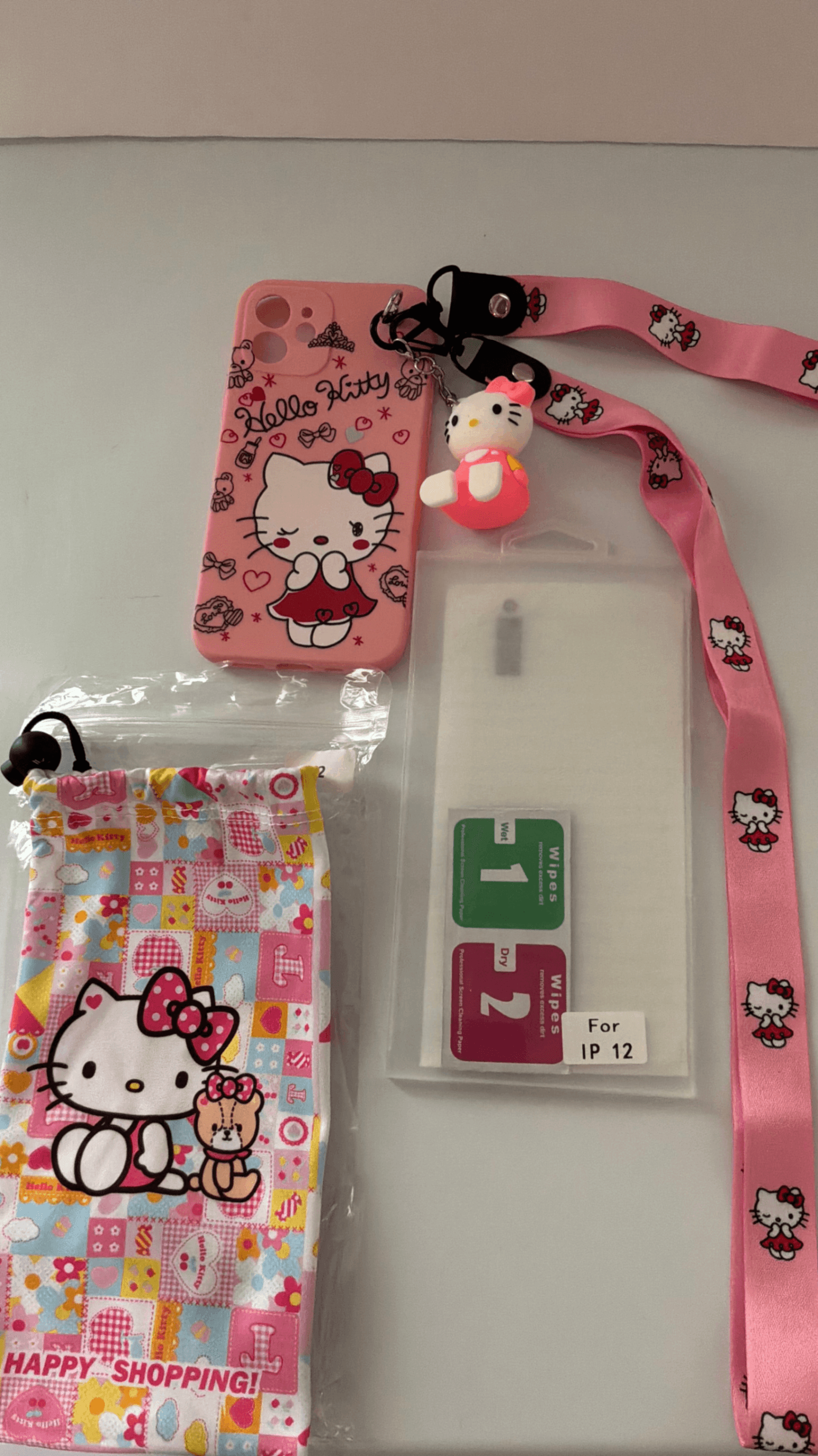 Hello Kitty iPhone 12 Case Set with Lanyard and Screen Protector