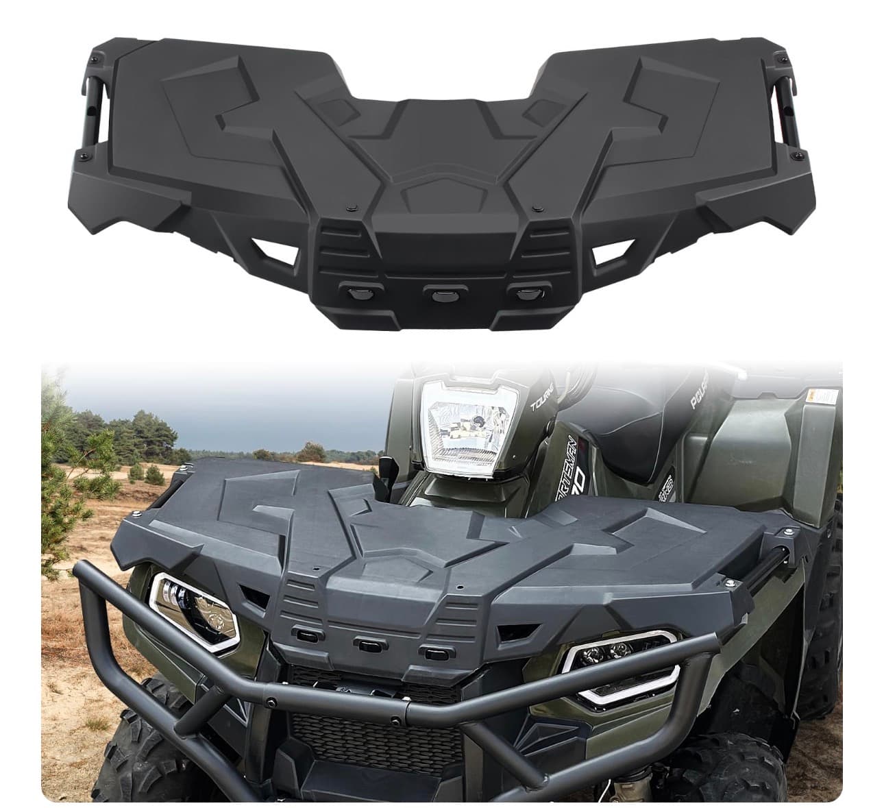 Front Rack Compatible with Polaris Sportsman 450 570 2017-2021 Accessories Replace for #2636440-070 Front Black Storage Cover Lid w/Plugs Assembly