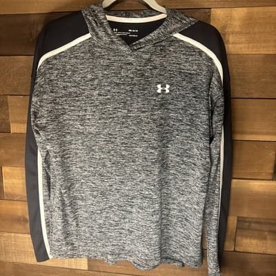 Under Armour Women’s HeatGear Long Sleeve Hooded Shirt Gray Black Size M