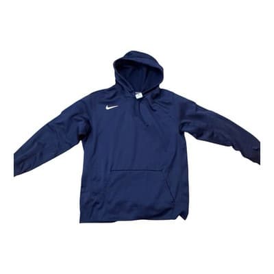 NIKE Therma-FIT Men's Large Hoodie Navy Blue Swoosh Fleece Pullover Sweatshirt L