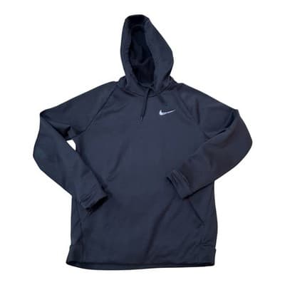 NIKE Dri-FIT Men's Large Hoodie Black Swoosh Pullover Active Sweatshirt L