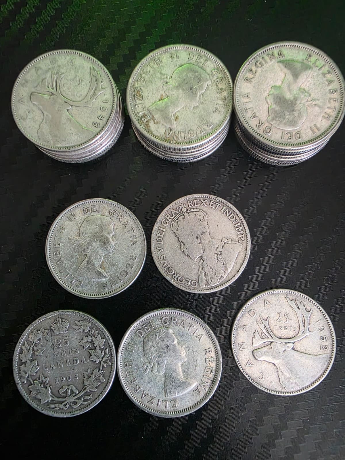 80% Silver Canadian Quarters • Mixed Dates • Circulated • Canada 25 Cents
